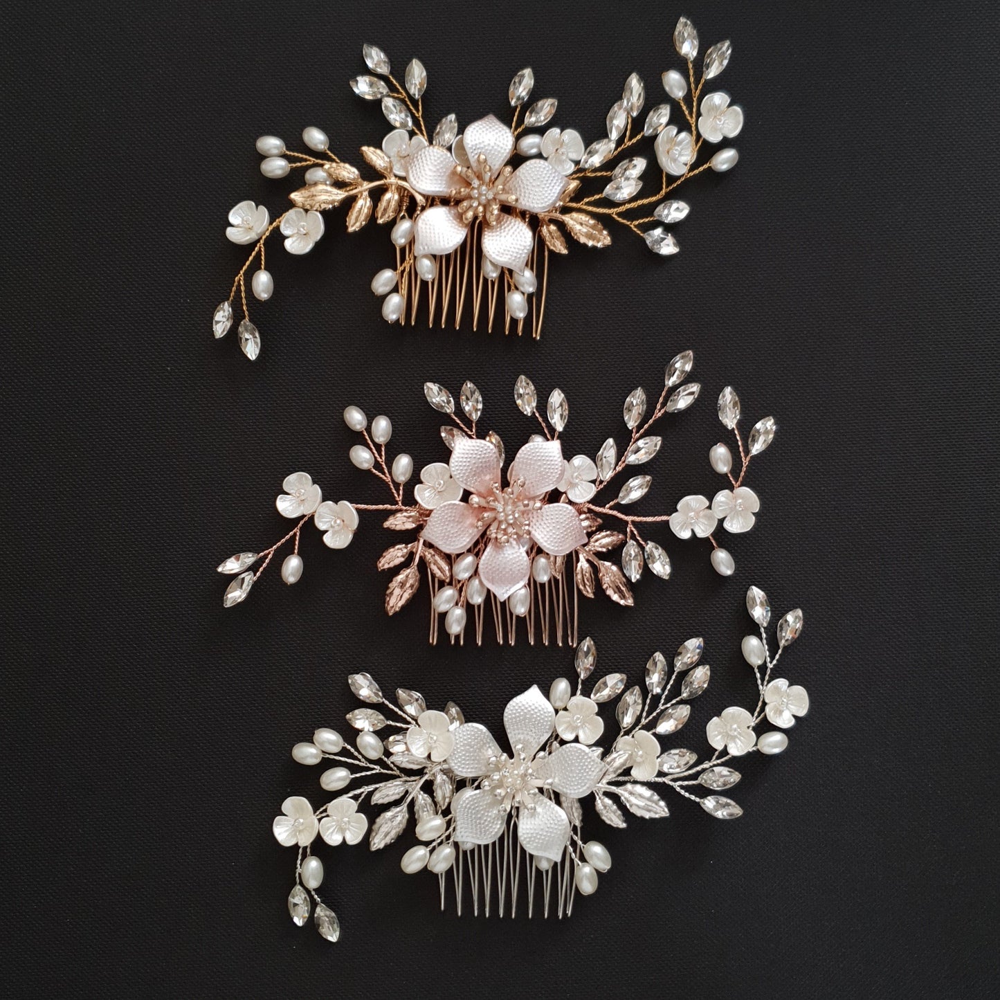 Silver Flower Wedding Hair Piece-Freya