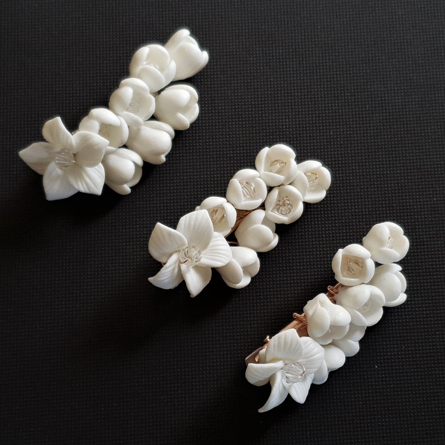 Pinza para el pelo de boda con flores blancas para niñas de flores, color lila