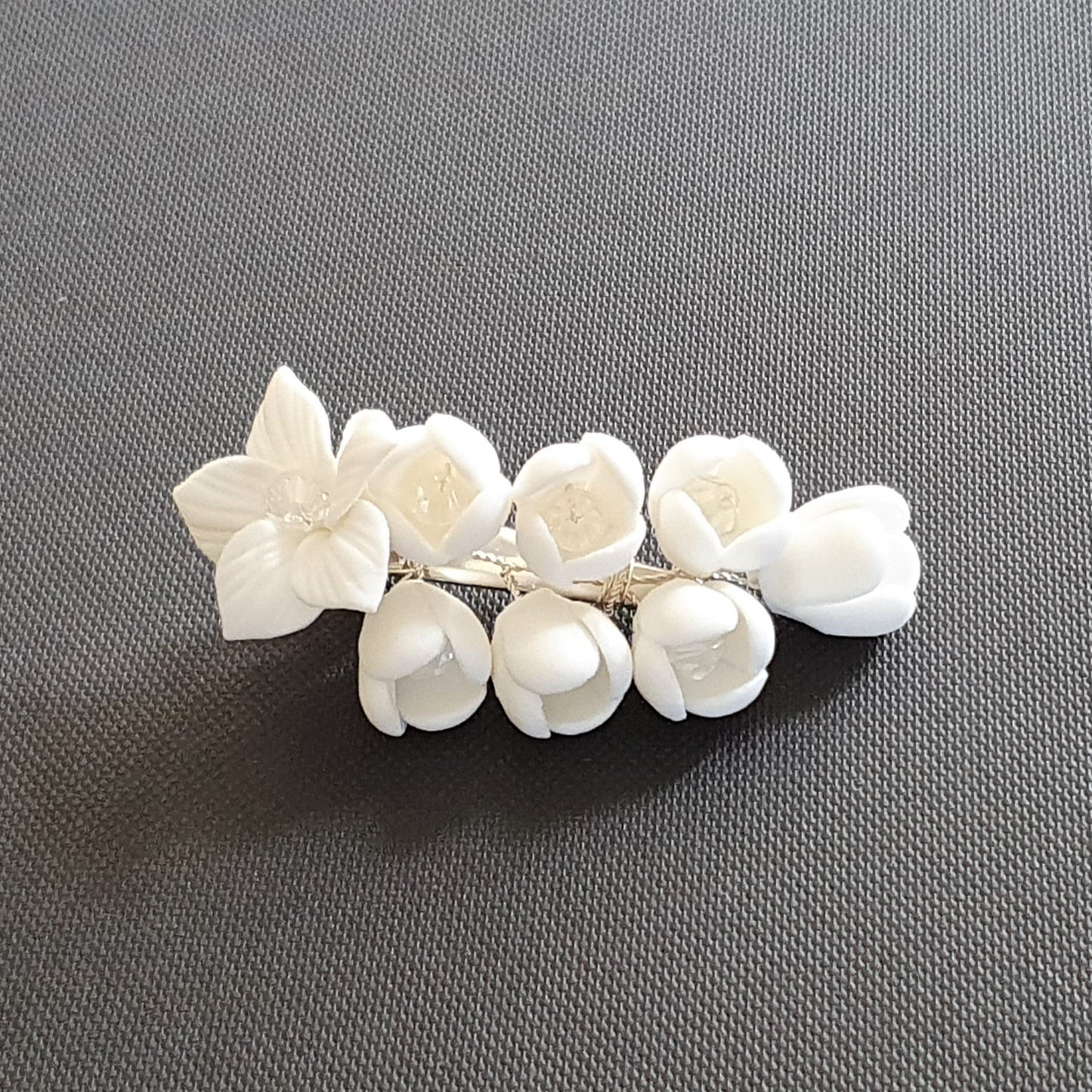 Bridal Barrette in White Flowers-Lilac