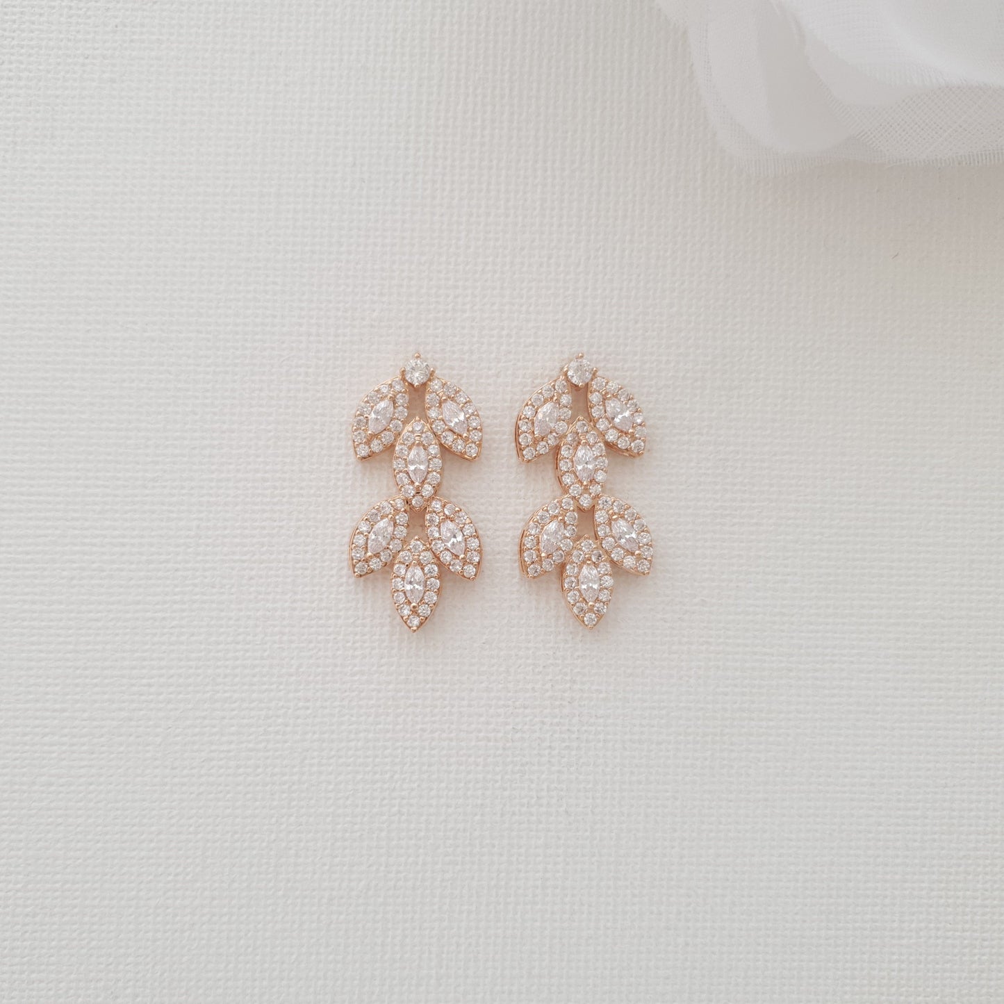 Stud Earrings and Bracelet Set In Rose Gold-Abby