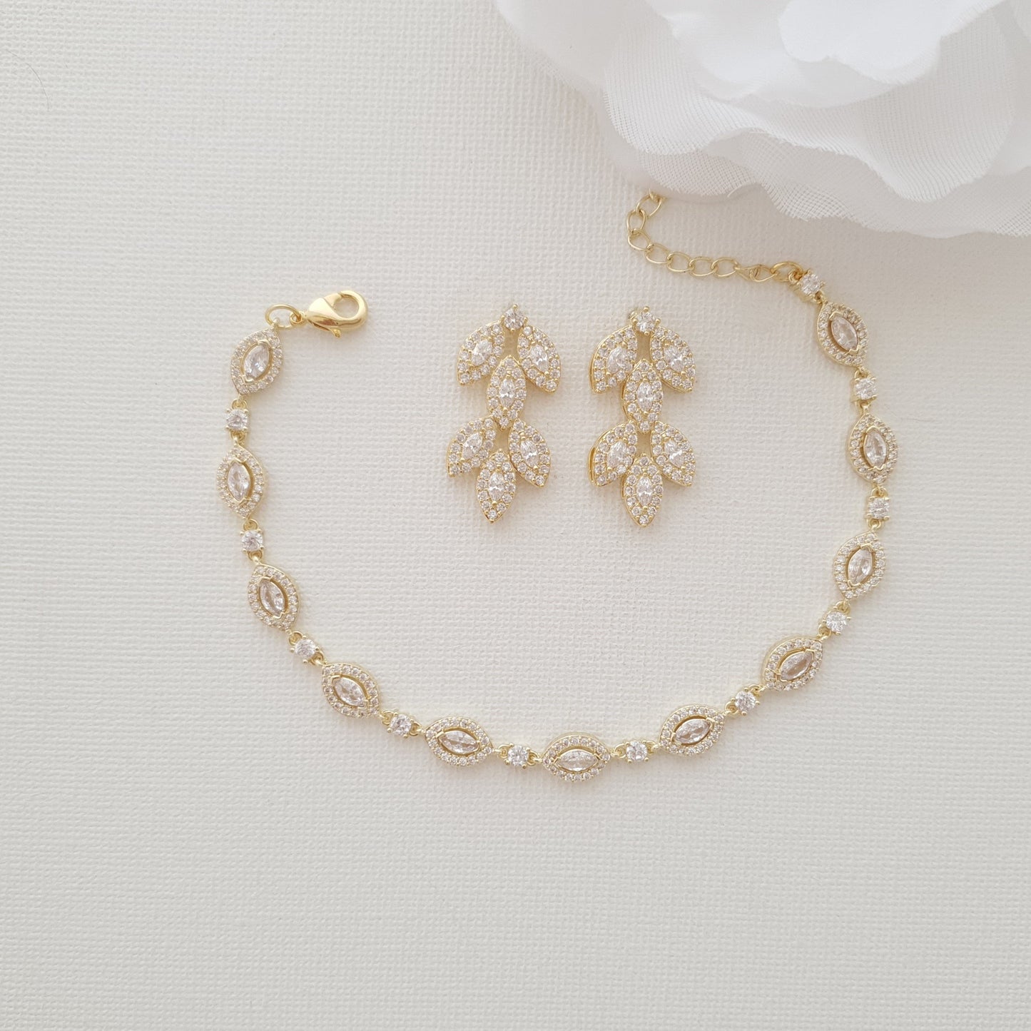Bridal Jewelry Bracelet and Earrings Set-Abby