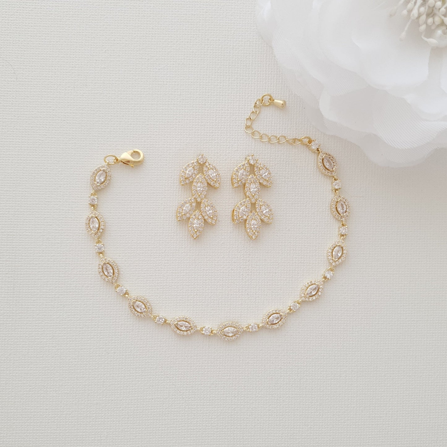 Bridal Jewelry Bracelet and Earrings Set-Abby