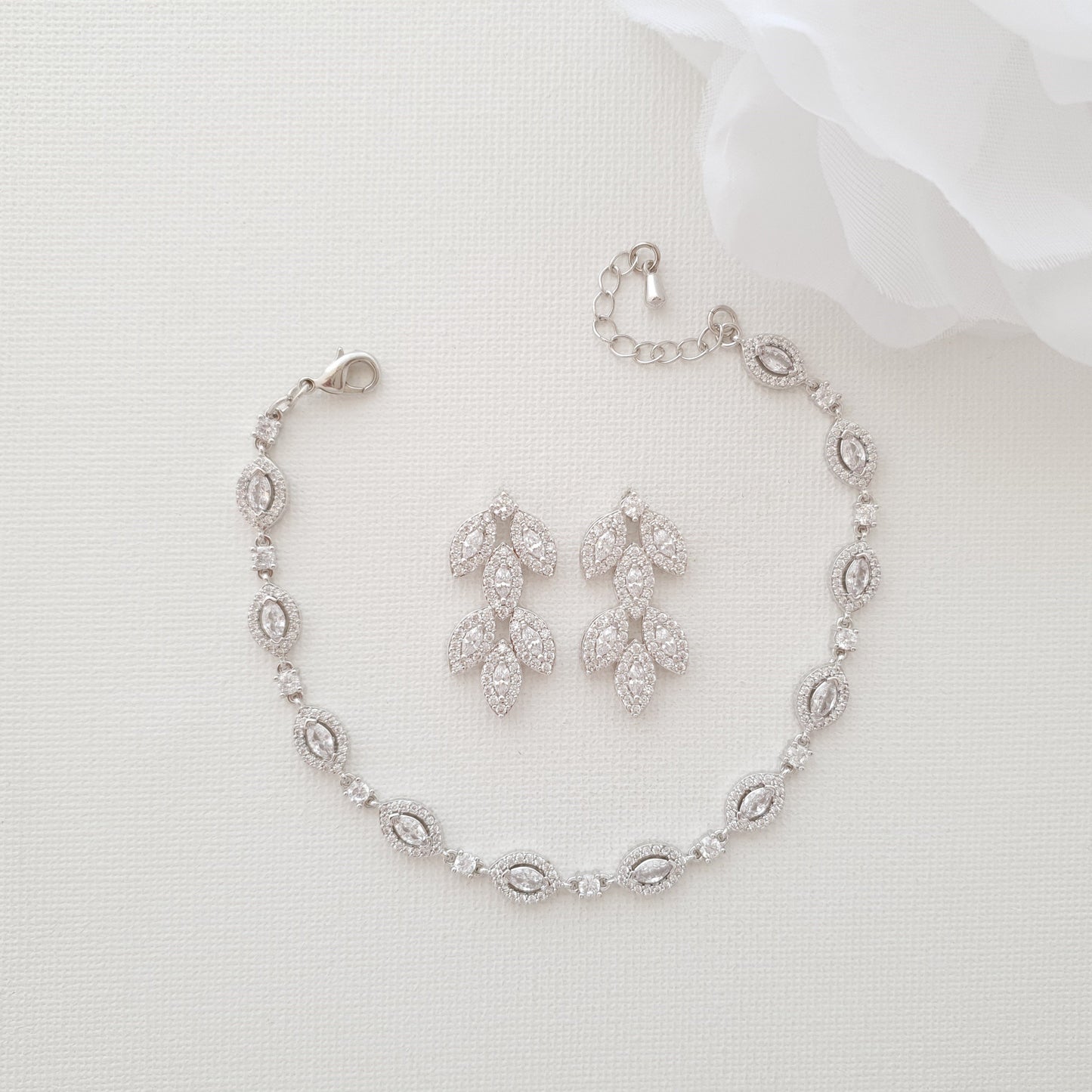 Bracelet Necklace & Stud Earrings Set for Brides & Bridal Party-Abby