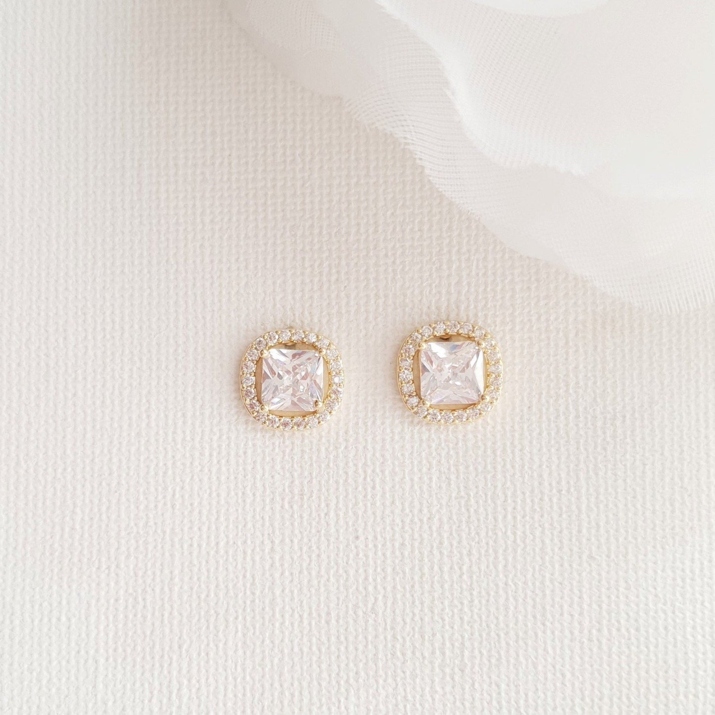 Gold Stud Earrings for Bridal Party-Piper