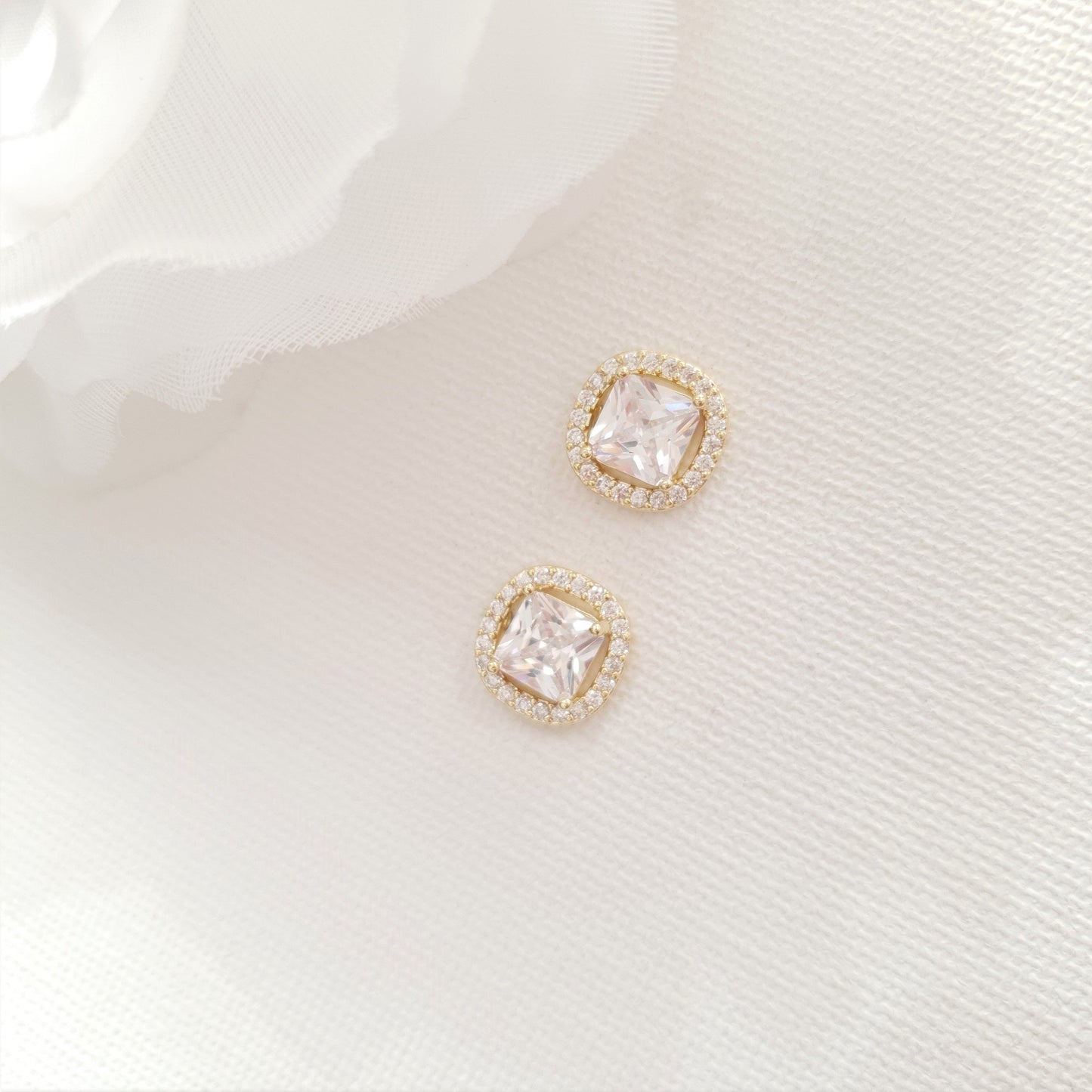 Gold Stud Earrings for Bridal Party-Piper