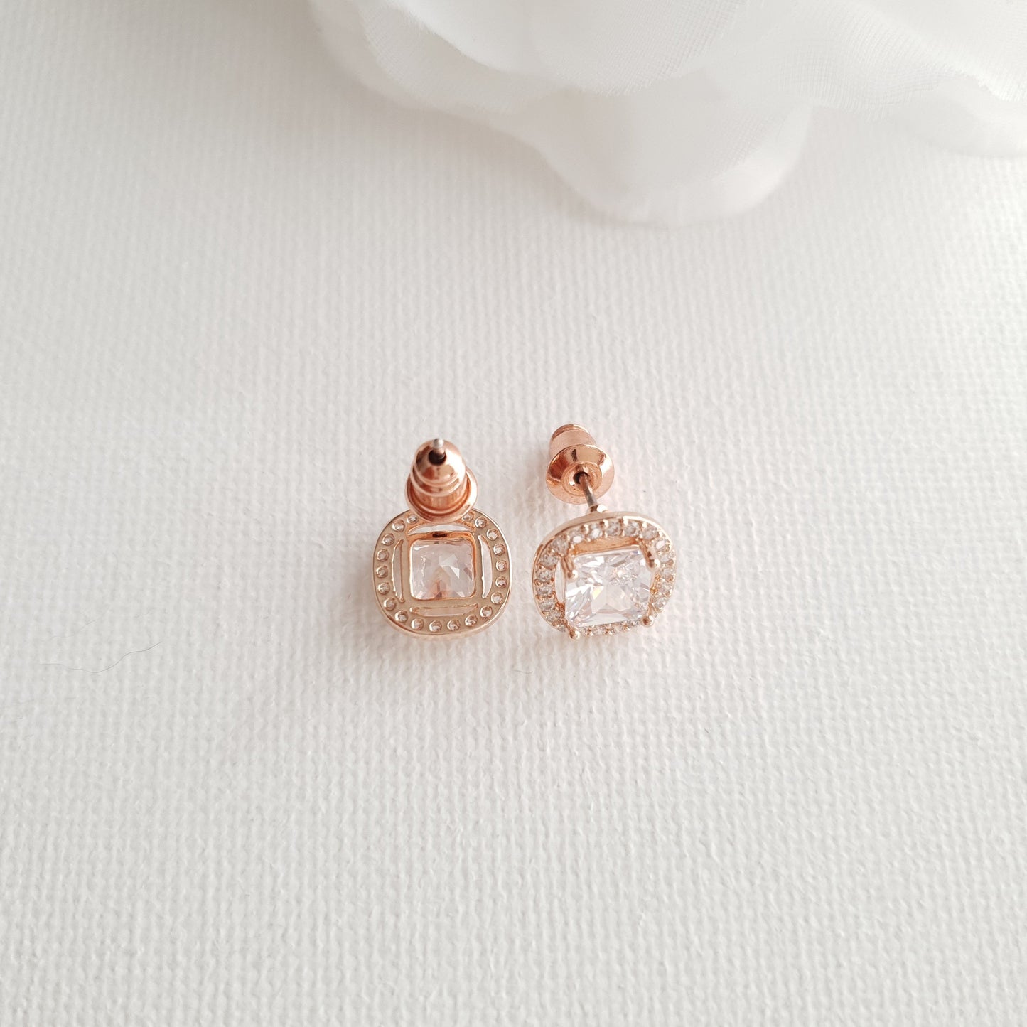 Bridesmaids Stud Earrings in Rose Gold-Piper