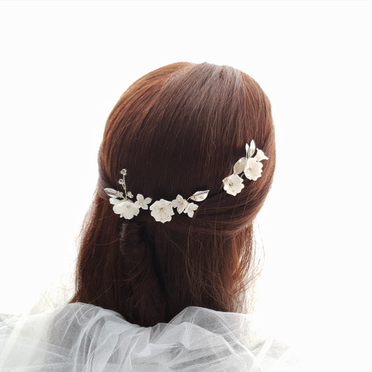 Juego de horquillas para novia con flores blancas-Magnolia