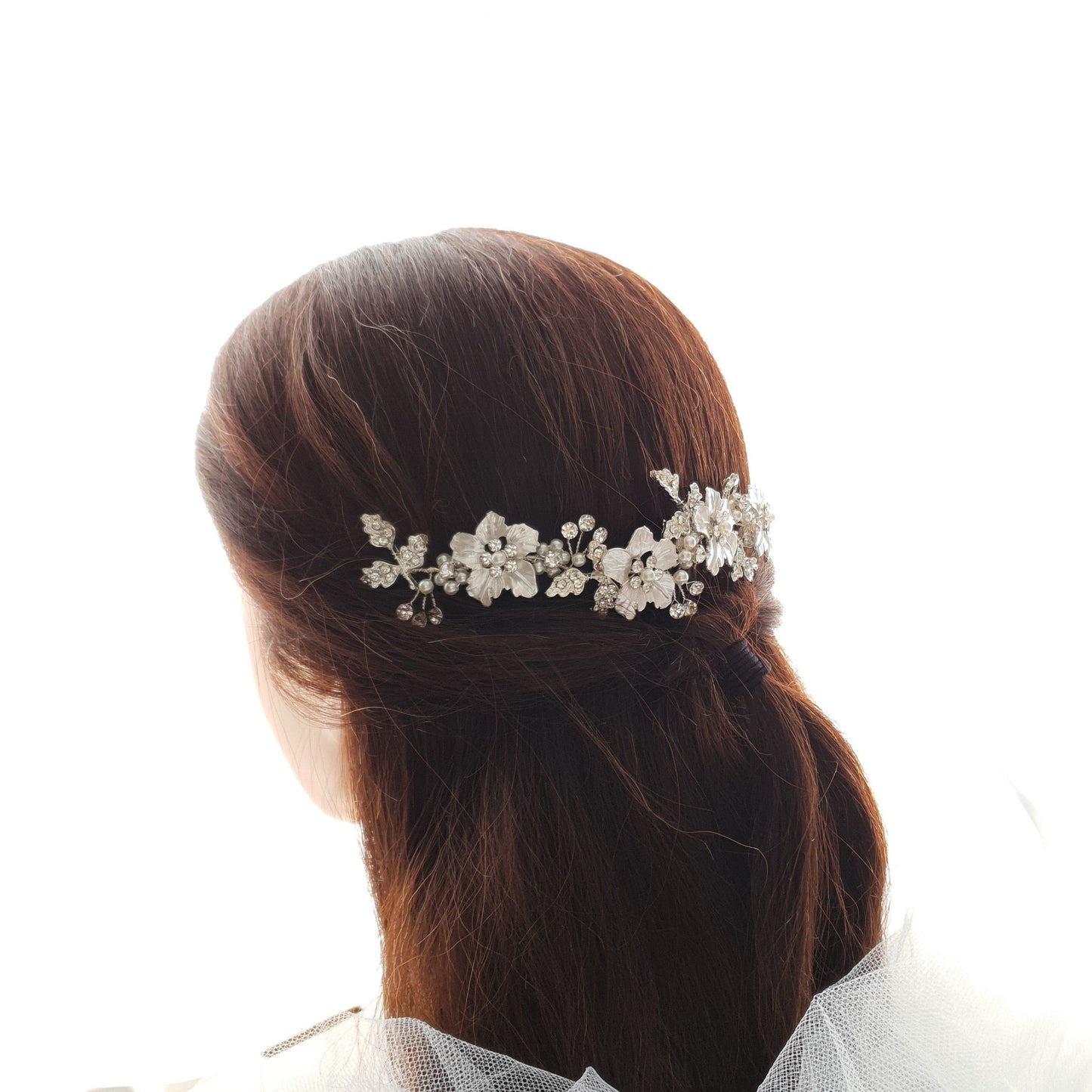 Peineta para Novias Oro Rosa con Hoja y Flor-Gardenia