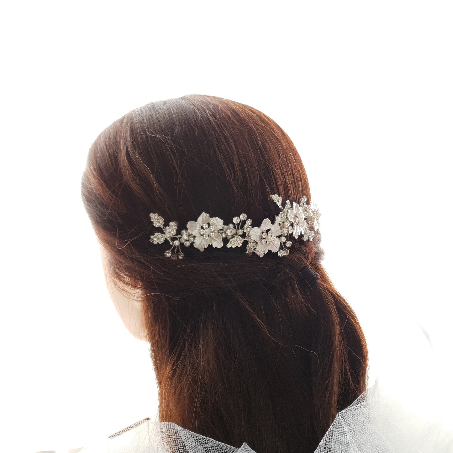 Gold Hair Comb for Weddings With Flowers and Leaves- Gardenia