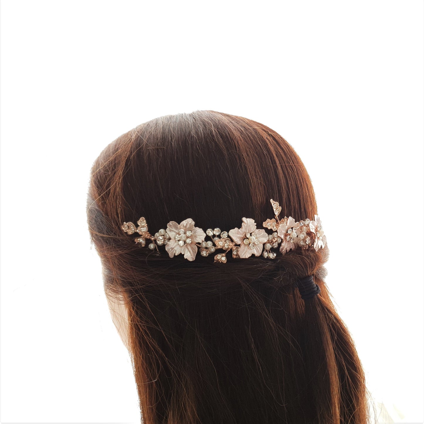 Silver flower Leaf Hair Comb for Weddings-Gardenia