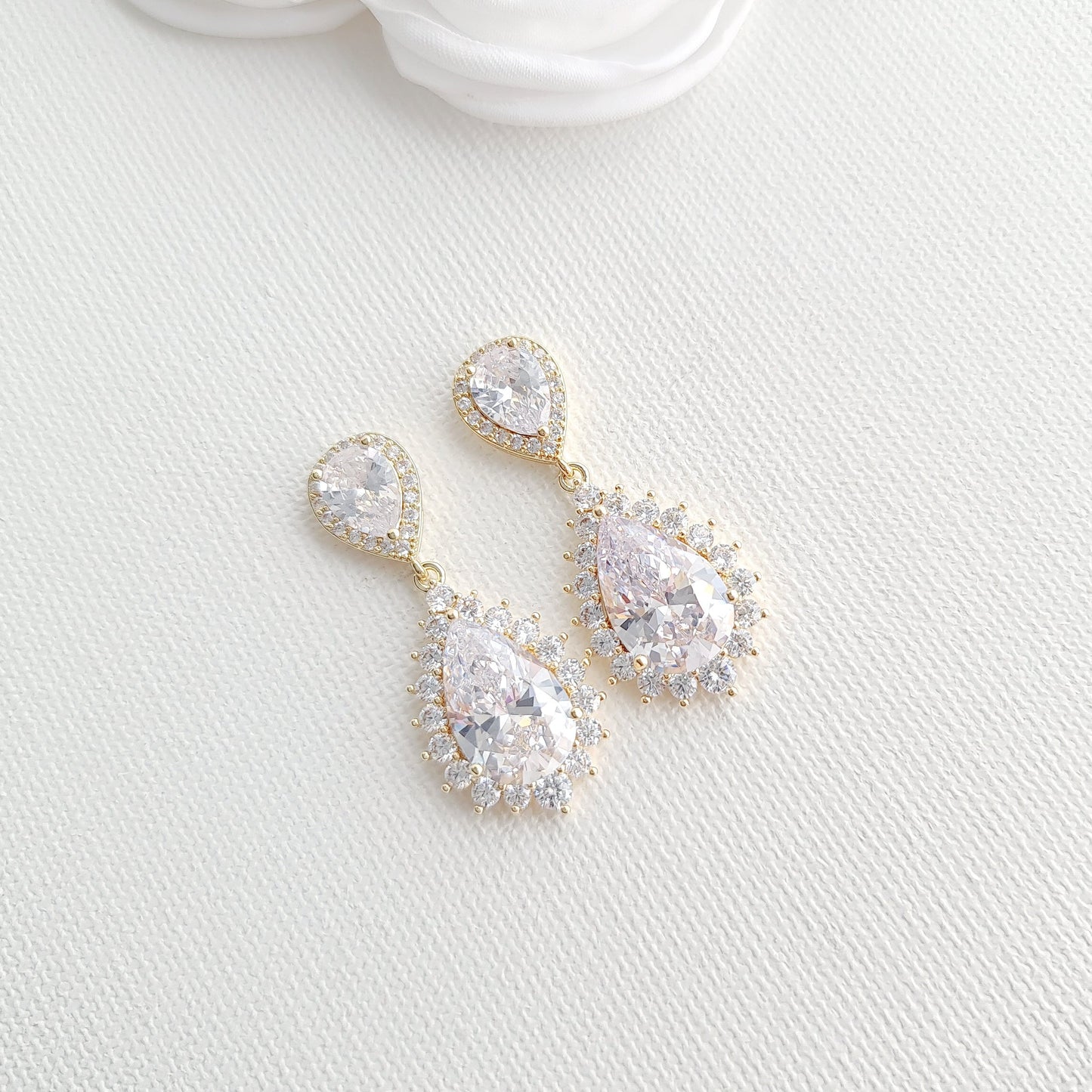 Teardrop Rose Gold Earrings For Weddings-Raya