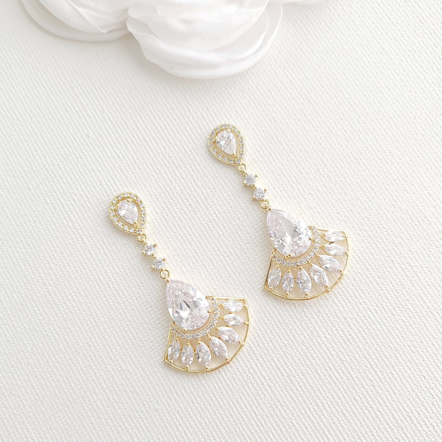 Gold Evening Earrings-Ilana