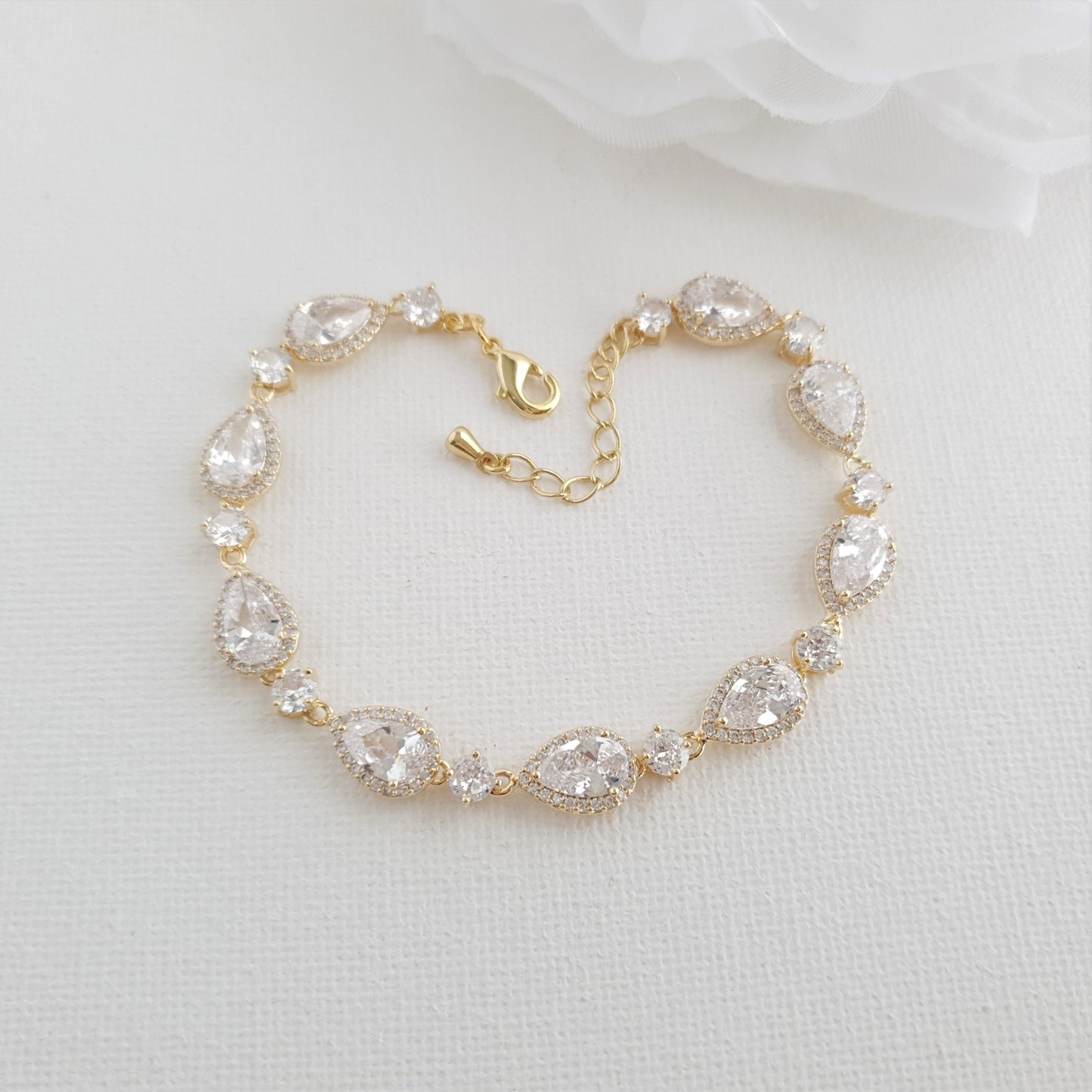 Pear Shape Cubic Zirconia Rose Gold Bracelet-Luna