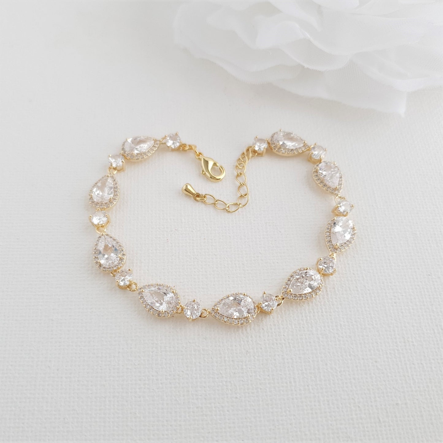 Pear Shape Cubic Zirconia Rose Gold Bracelet-Luna