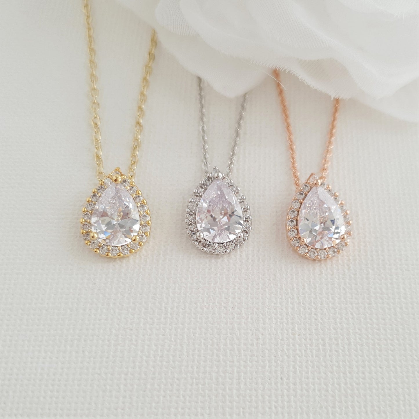 Teardrop Stud Earrings Necklace Bracelet Set-Emma