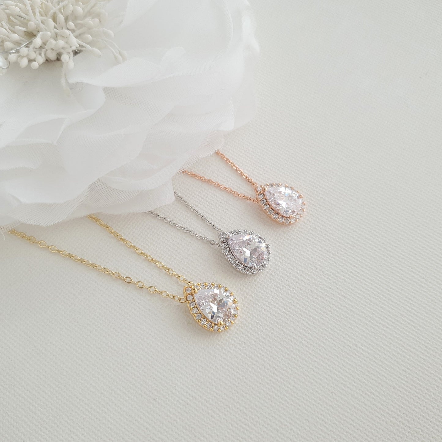 Brides and Bridesmaids Stud Earrings and Necklace Set-Emma