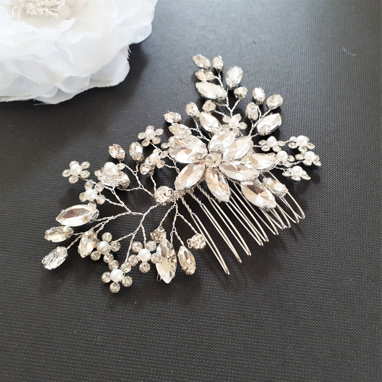 Juego de accesorios para el cabello de cristal al por mayor para bodas-Poppy