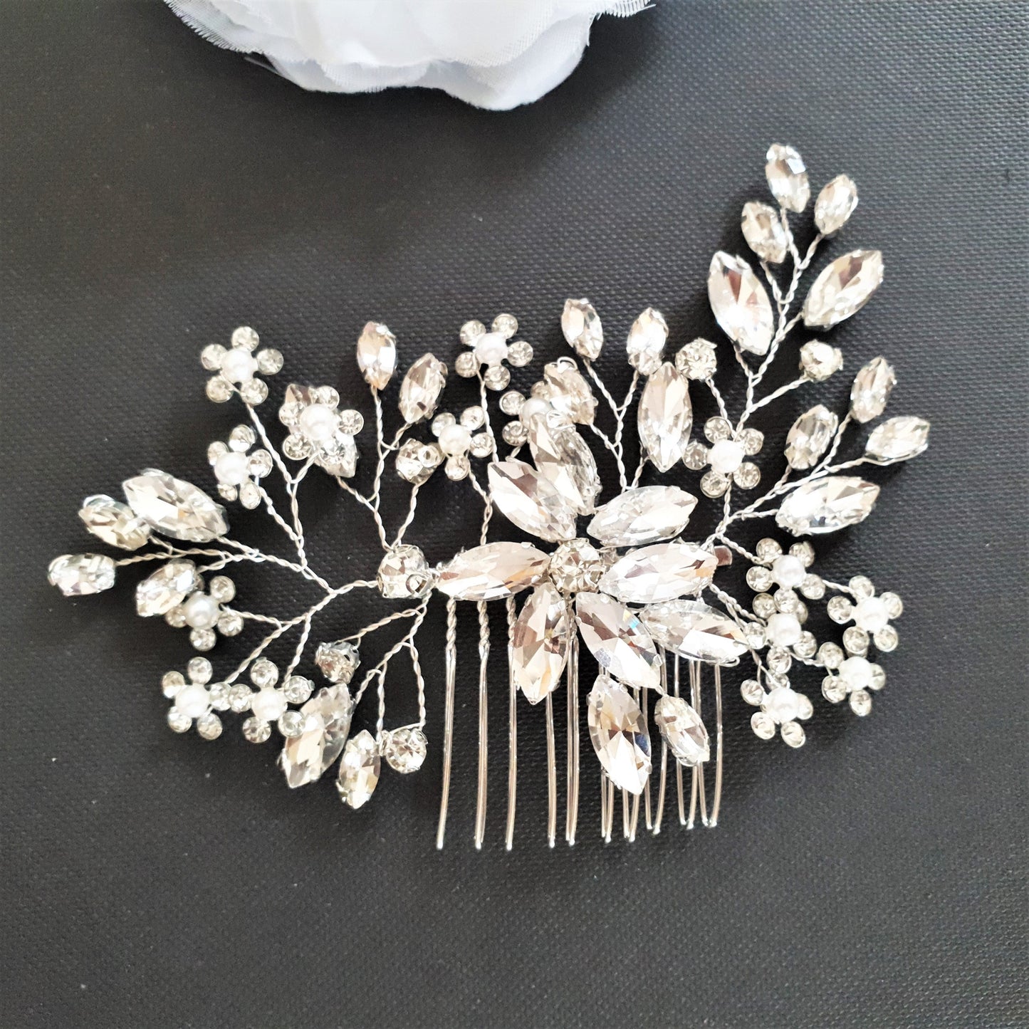 Juego de accesorios para el cabello de cristal al por mayor para bodas-Poppy