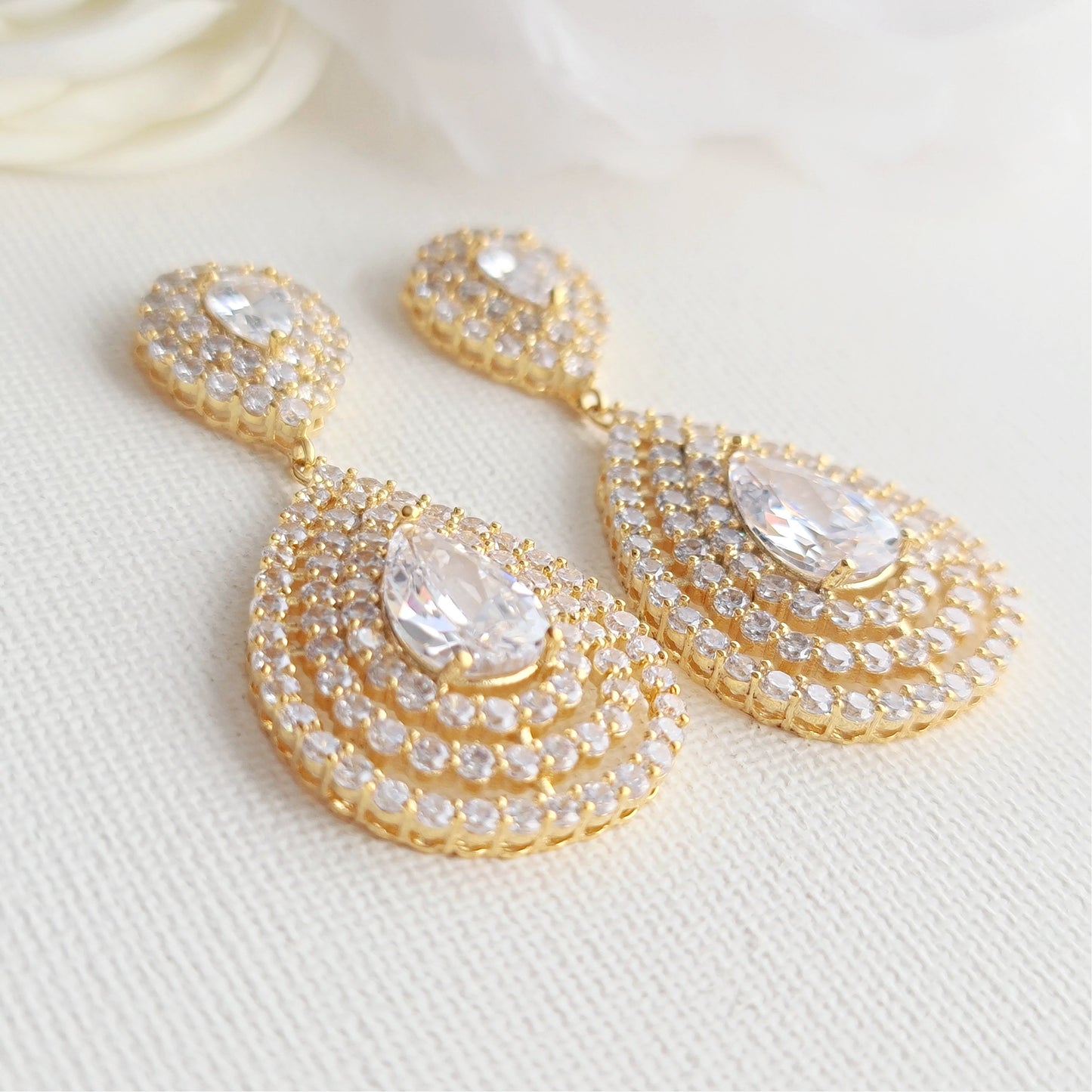 Drop Earrings for Brides Rose Gold-Etta