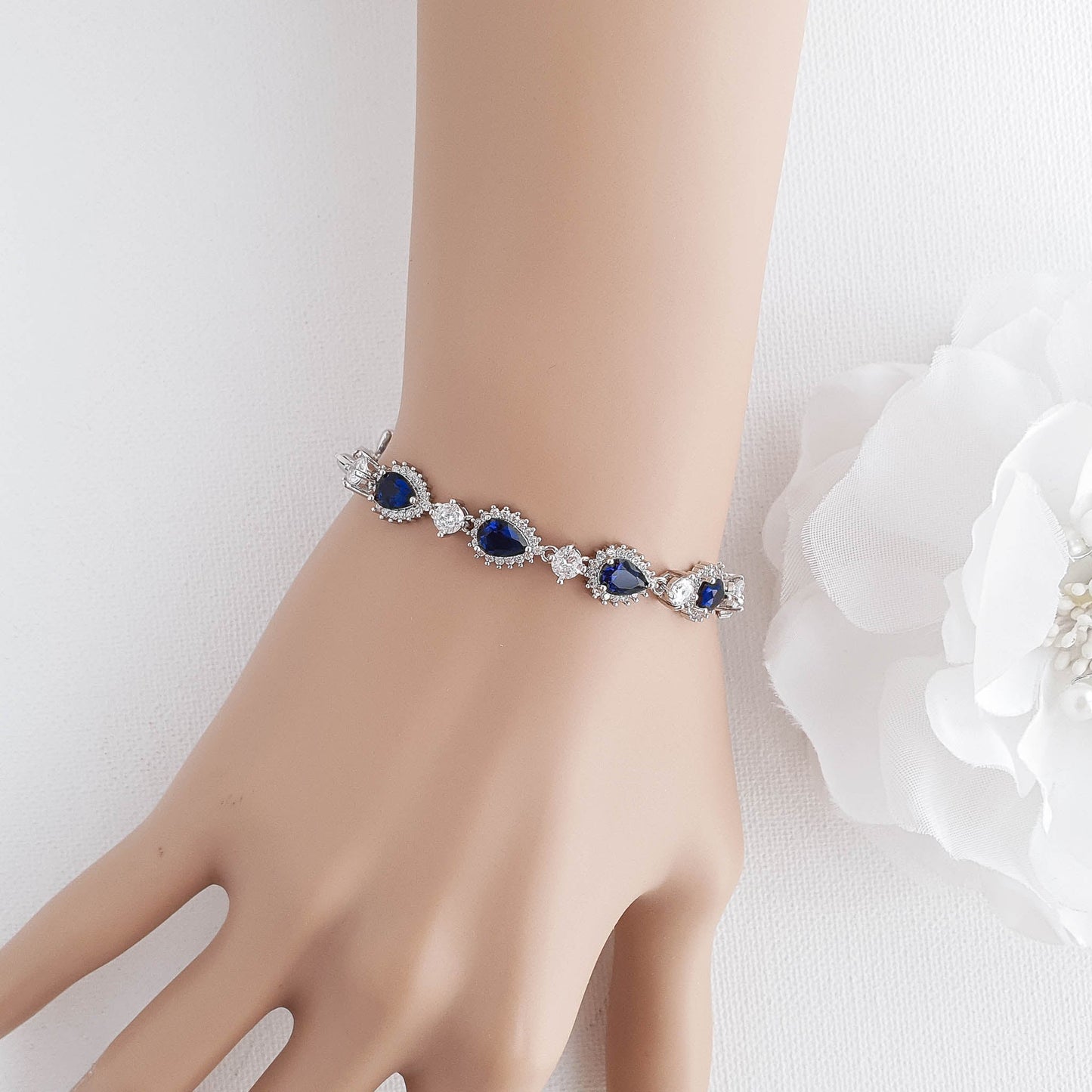 Gold Bracelet with Blue Stones-AOI