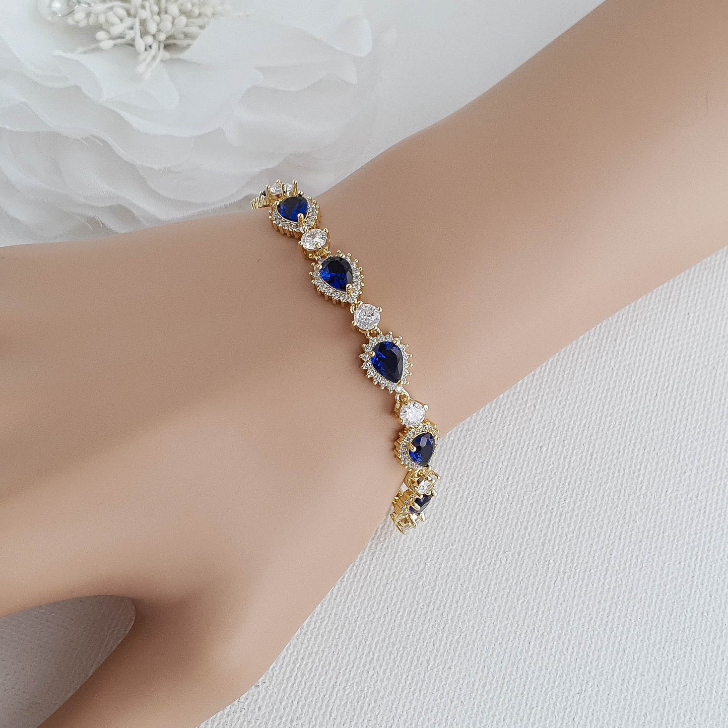 Bracelet Or avec Pierres Bleues-AOI