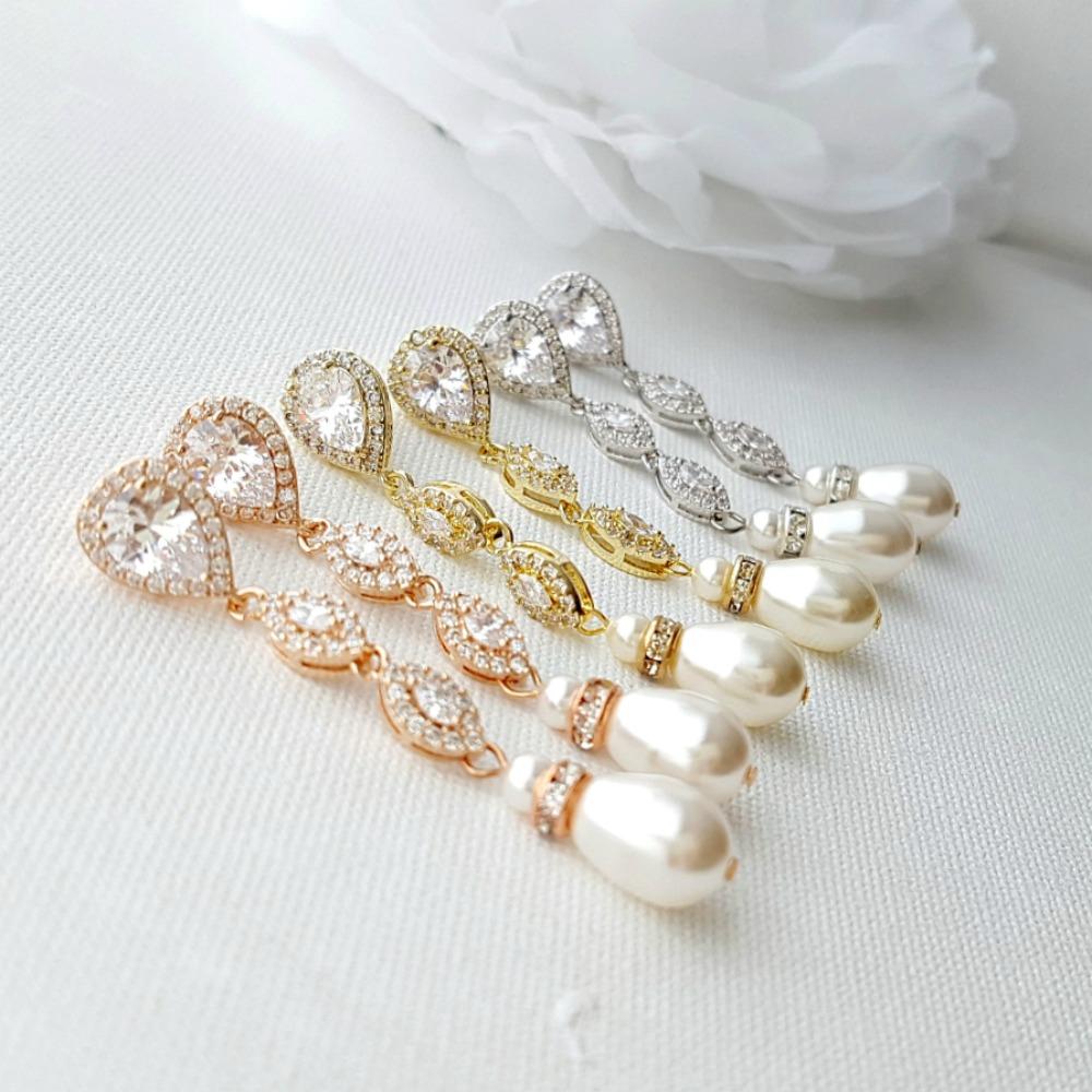 Ensemble de bijoux de mariage, boucles d'oreilles, collier et bracelets en or-Abby