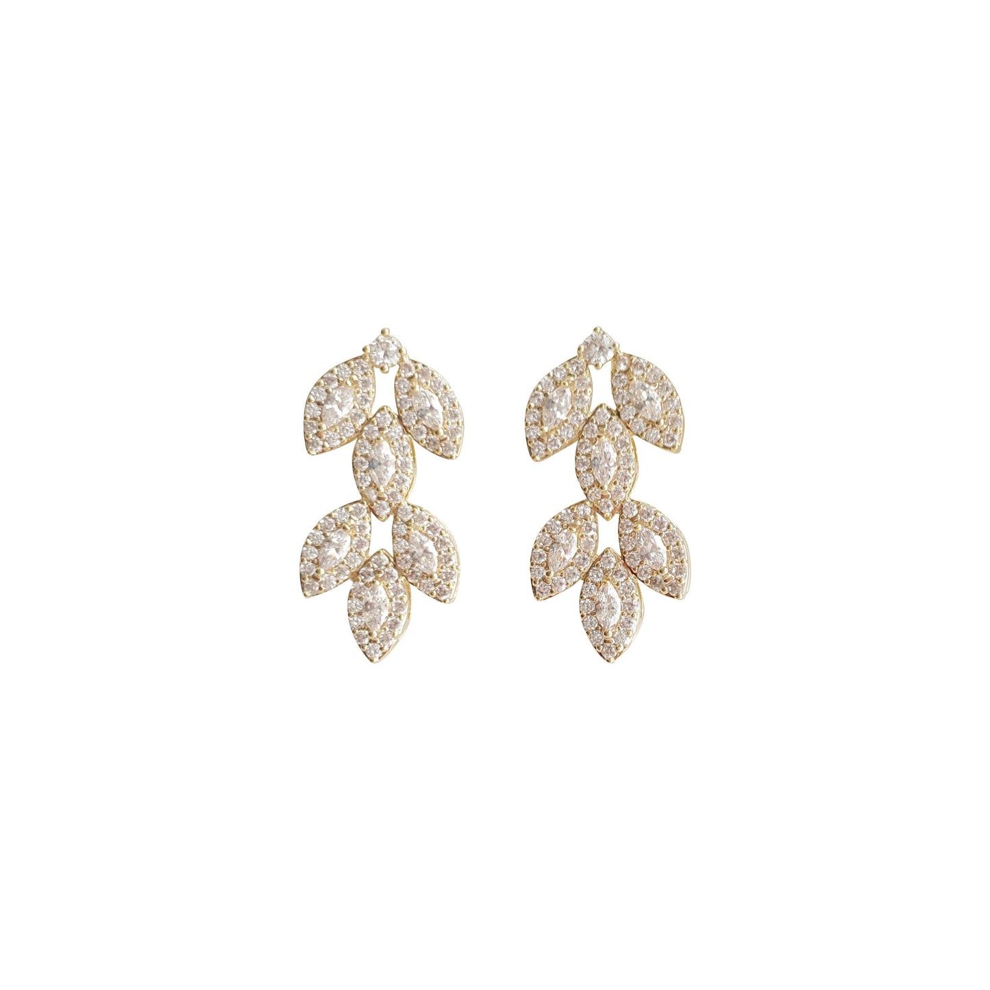 Rose Gold Leaf Earrings Studs- Abby - PoetryDesigns