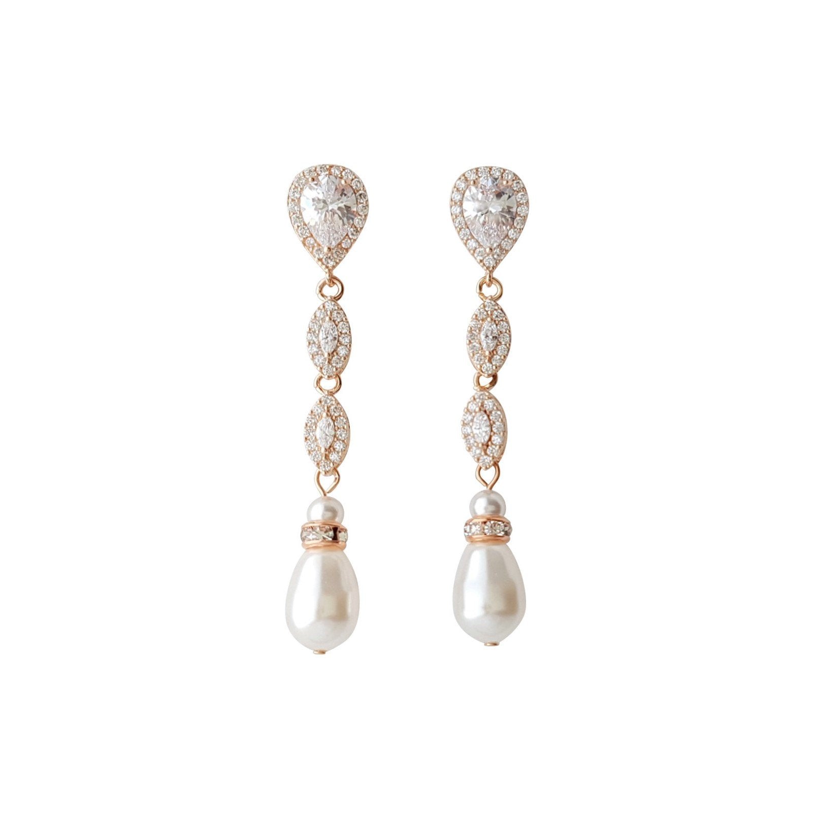 Silver Pearl Earrings-Abby - PoetryDesigns