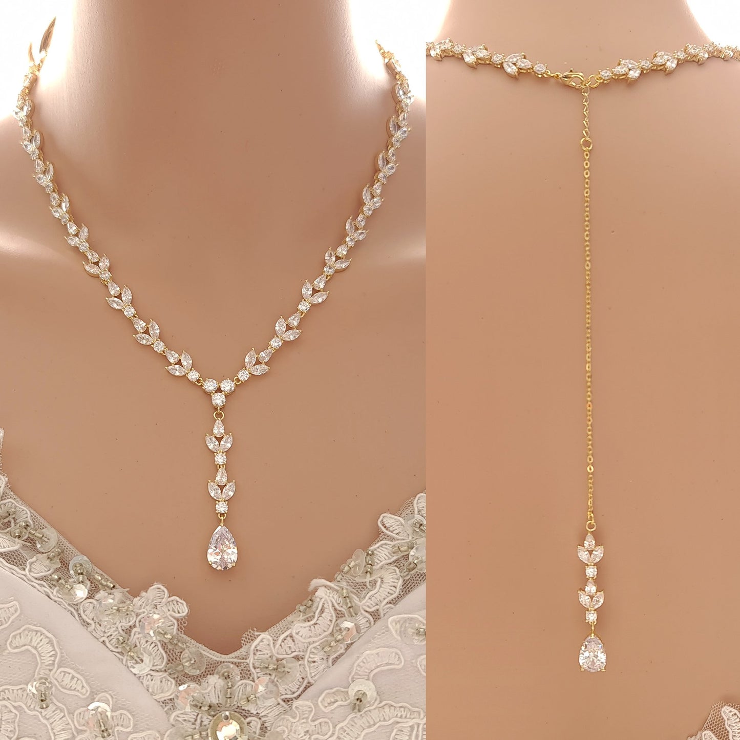 Collier de mariage de déclaration avec ou sans toile de fond-Anya