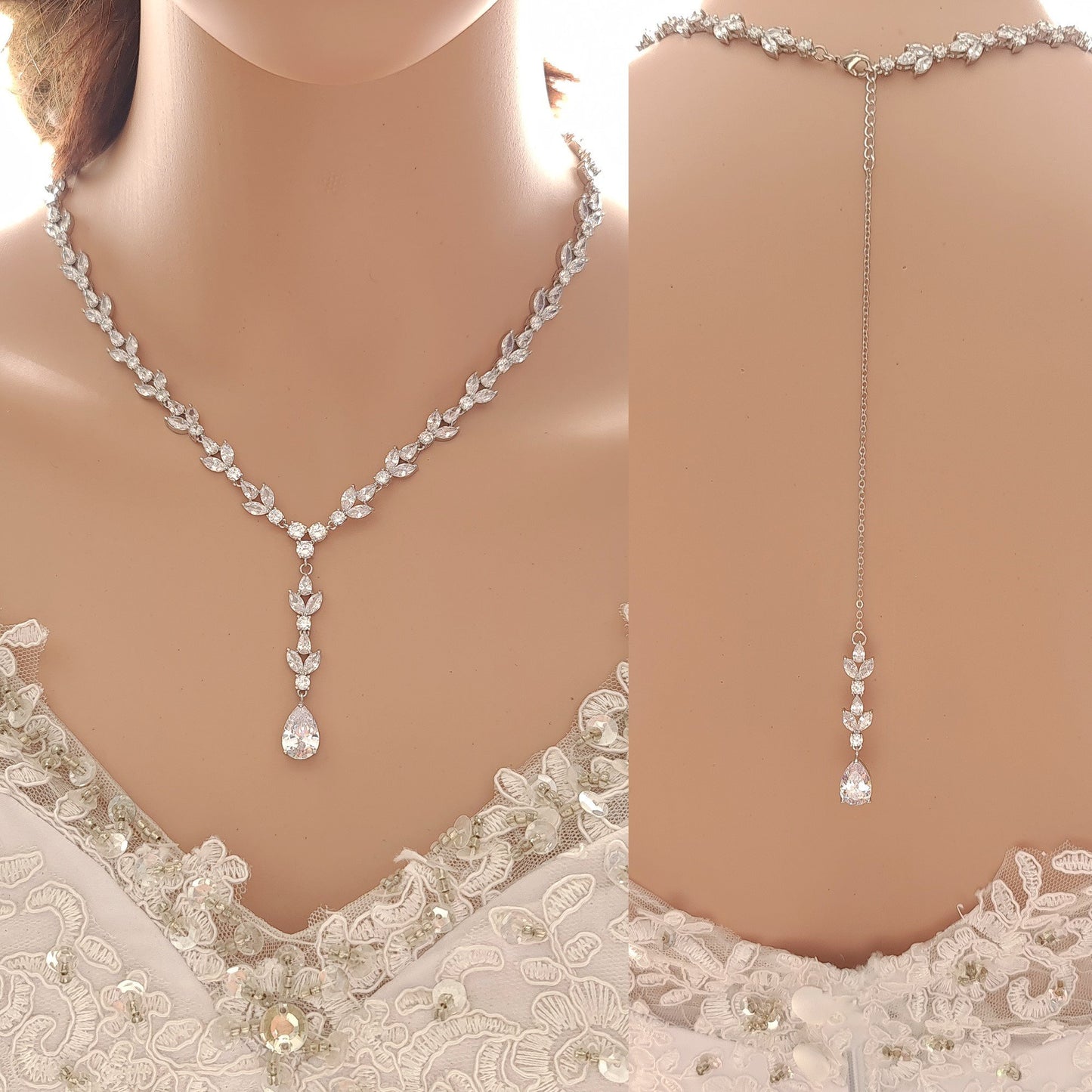 Collier de mariage de déclaration avec ou sans toile de fond-Anya