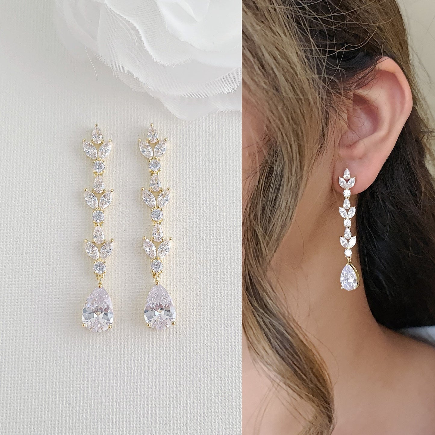 Elegantes Pendientes de Zirconia Cúbica para Novias-Anya