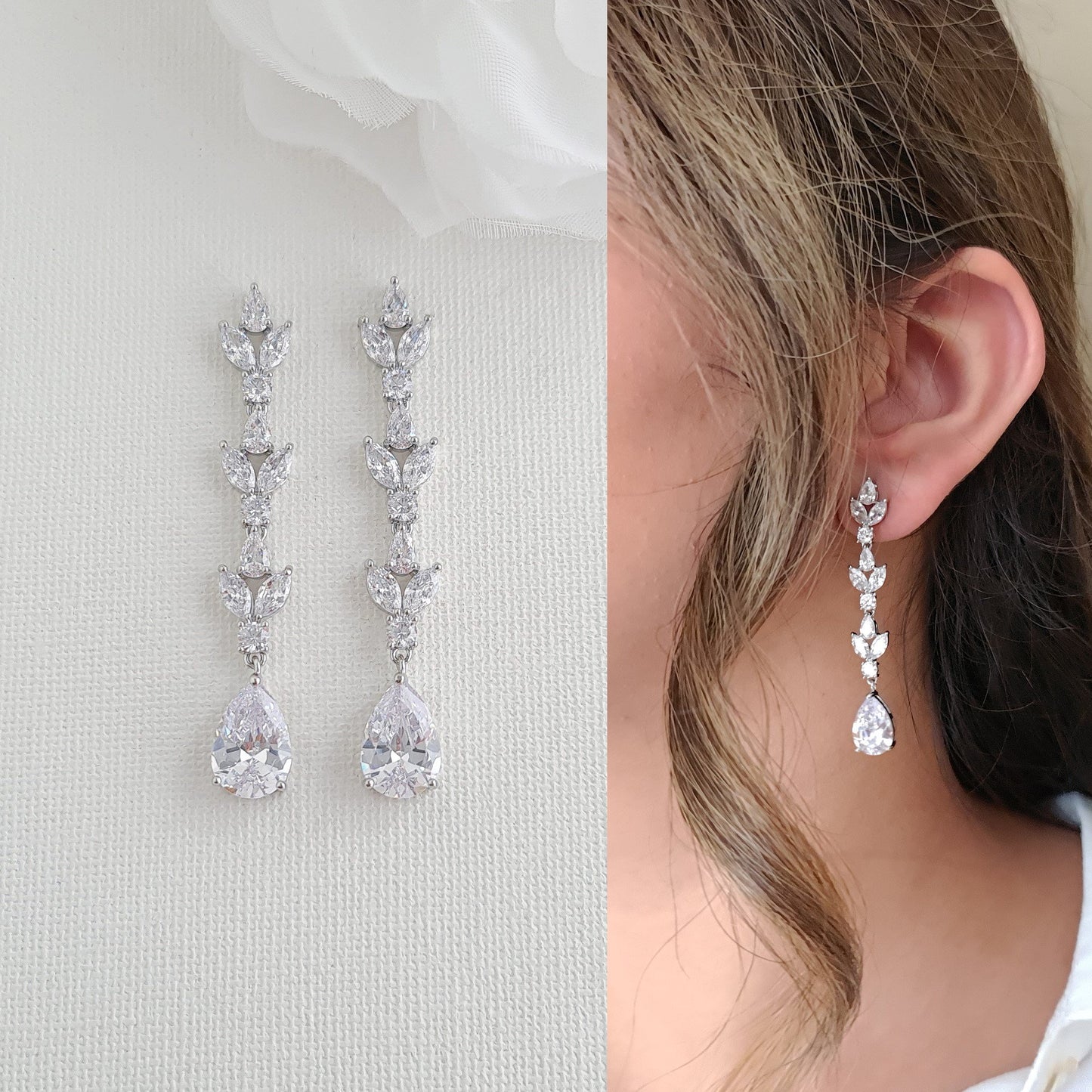 Elegantes Pendientes de Zirconia Cúbica para Novias-Anya