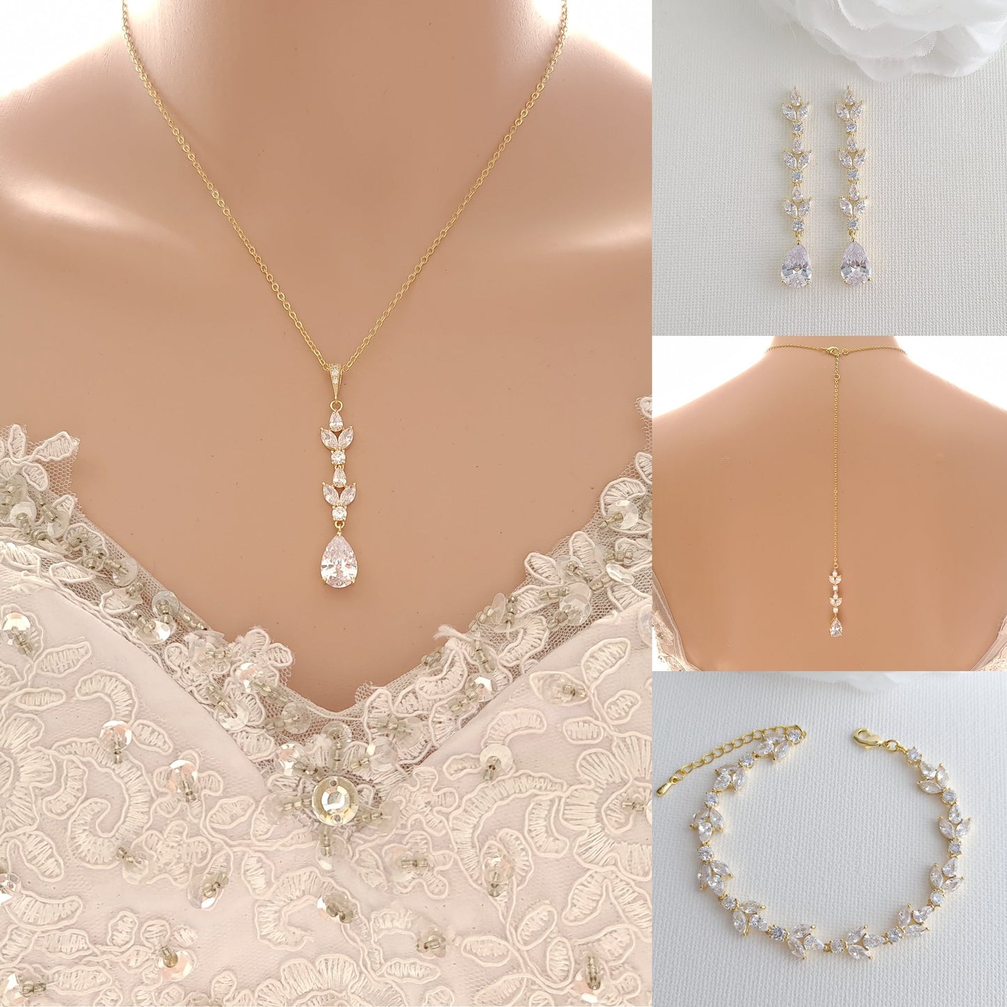 Conjunto de joyería de boda simple para la novia-Anya