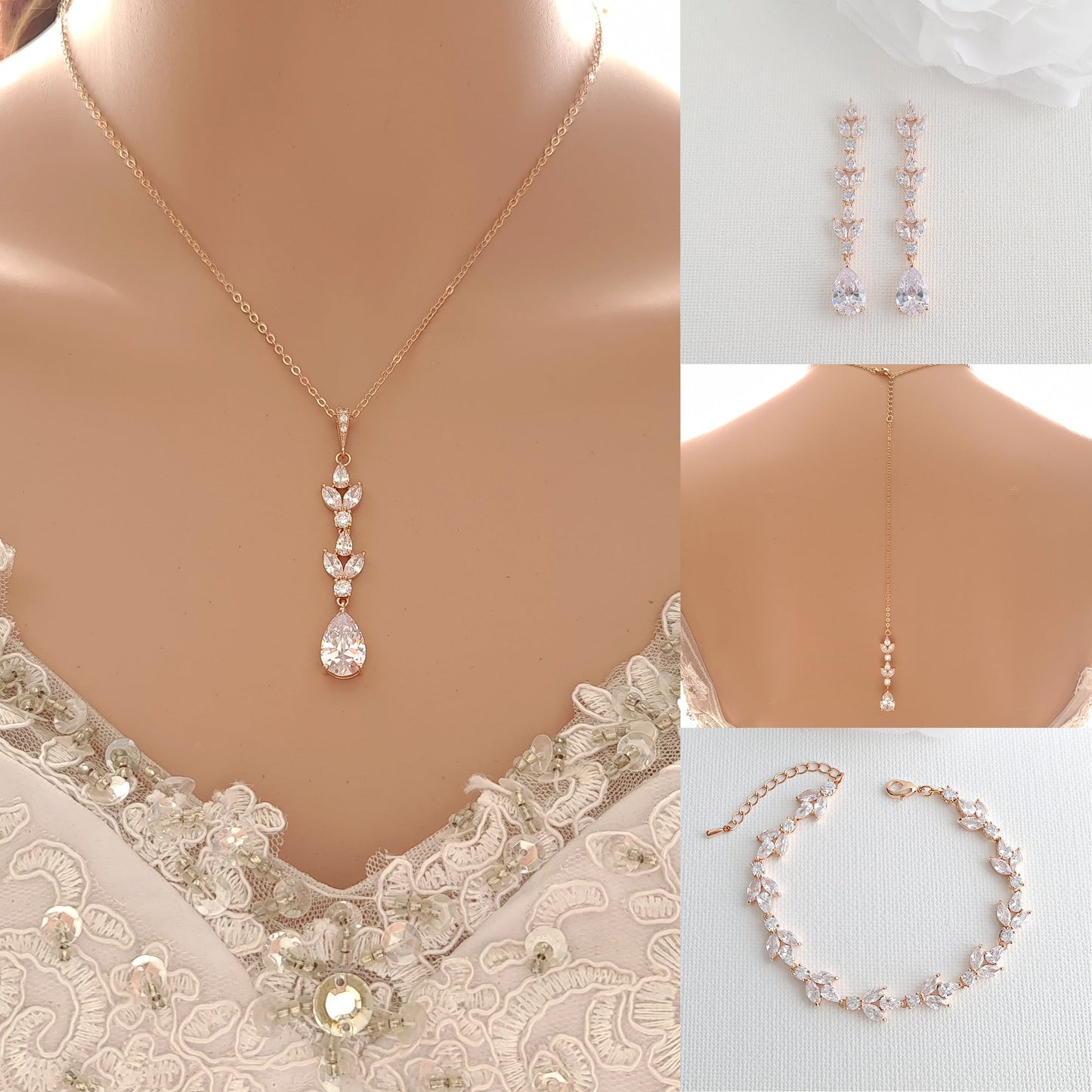 Conjunto de joyería de boda simple para la novia-Anya