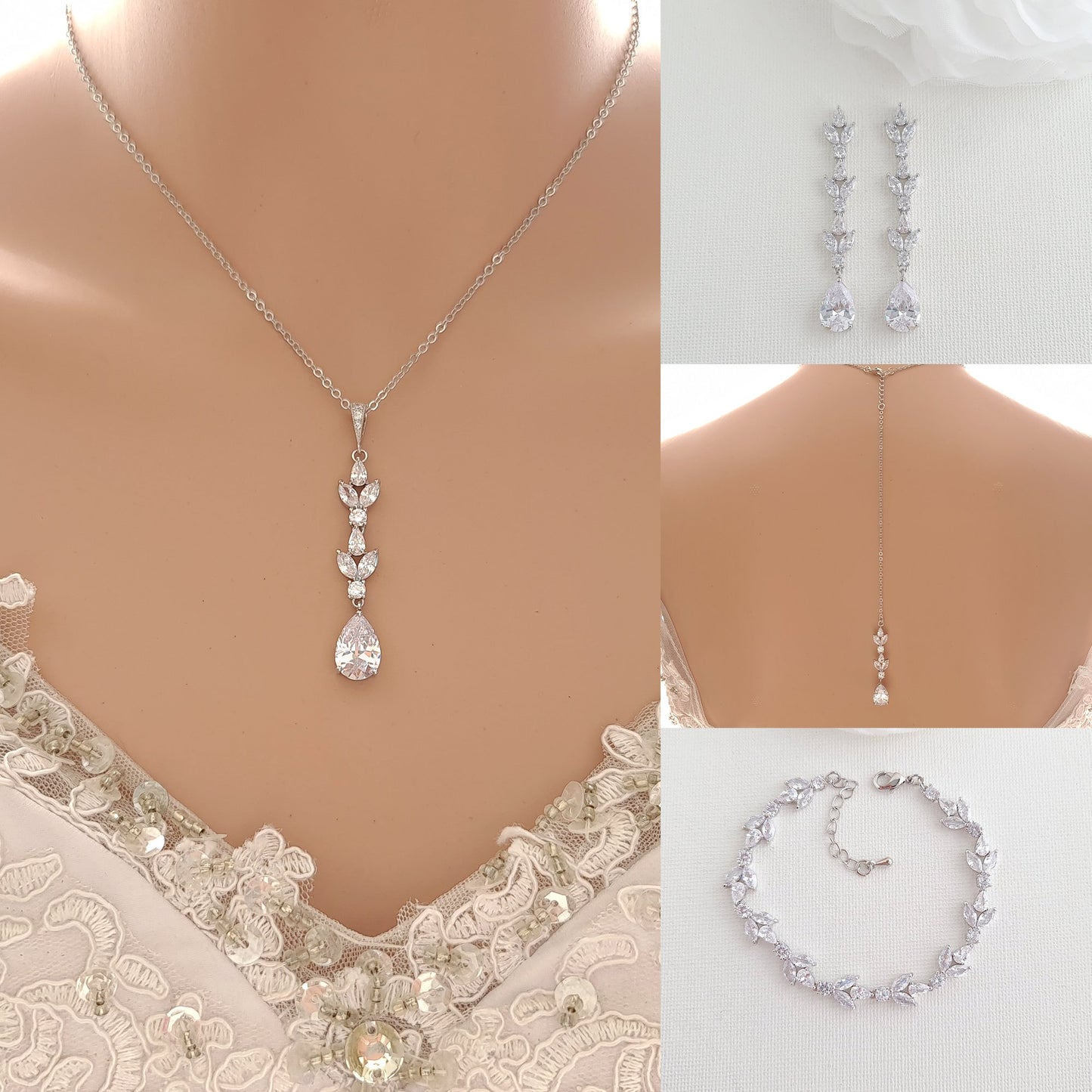 Ensemble de bijoux de mariage simple pour la mariée-Anya