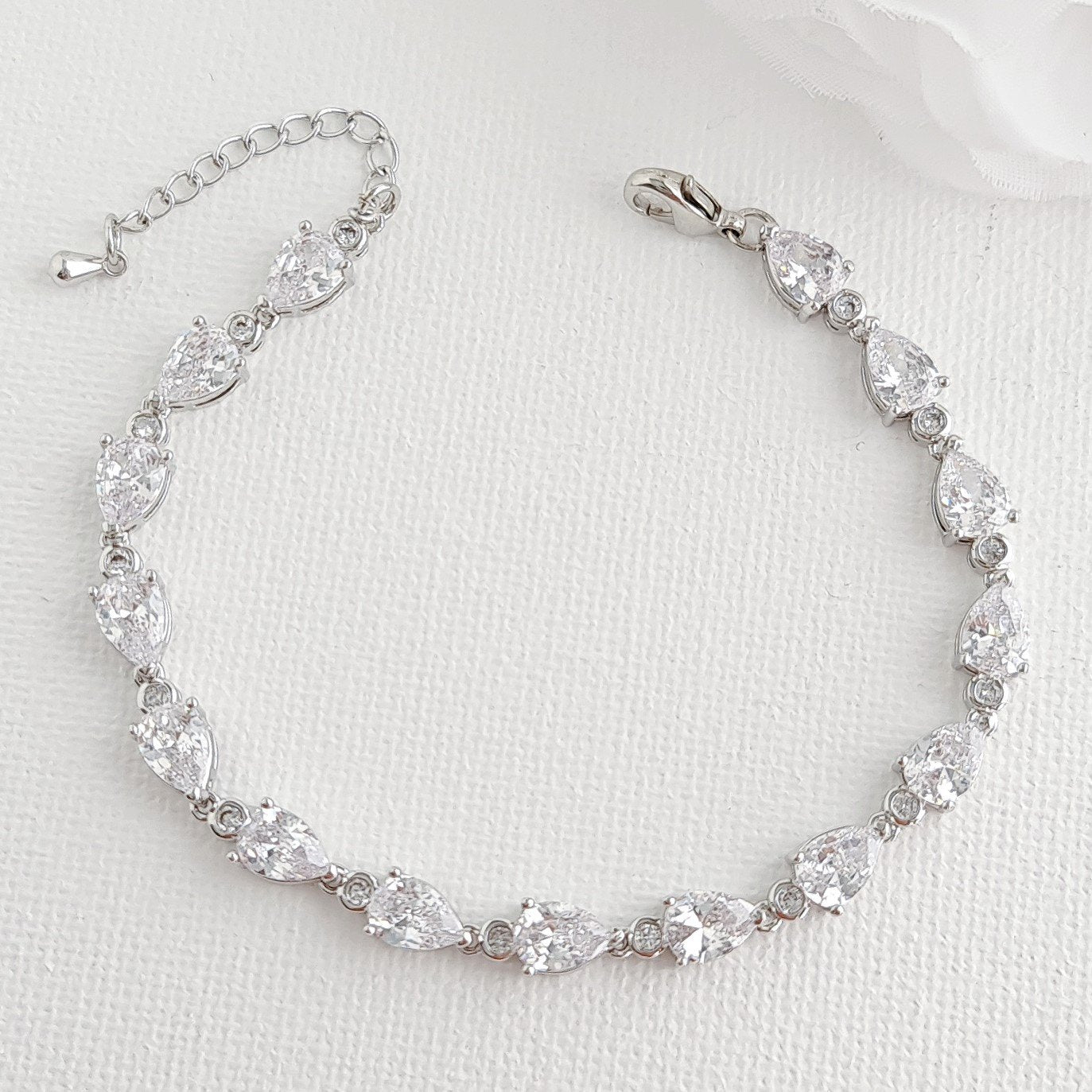 Pear and Round Shaped Bridal Bracelet- Ivy