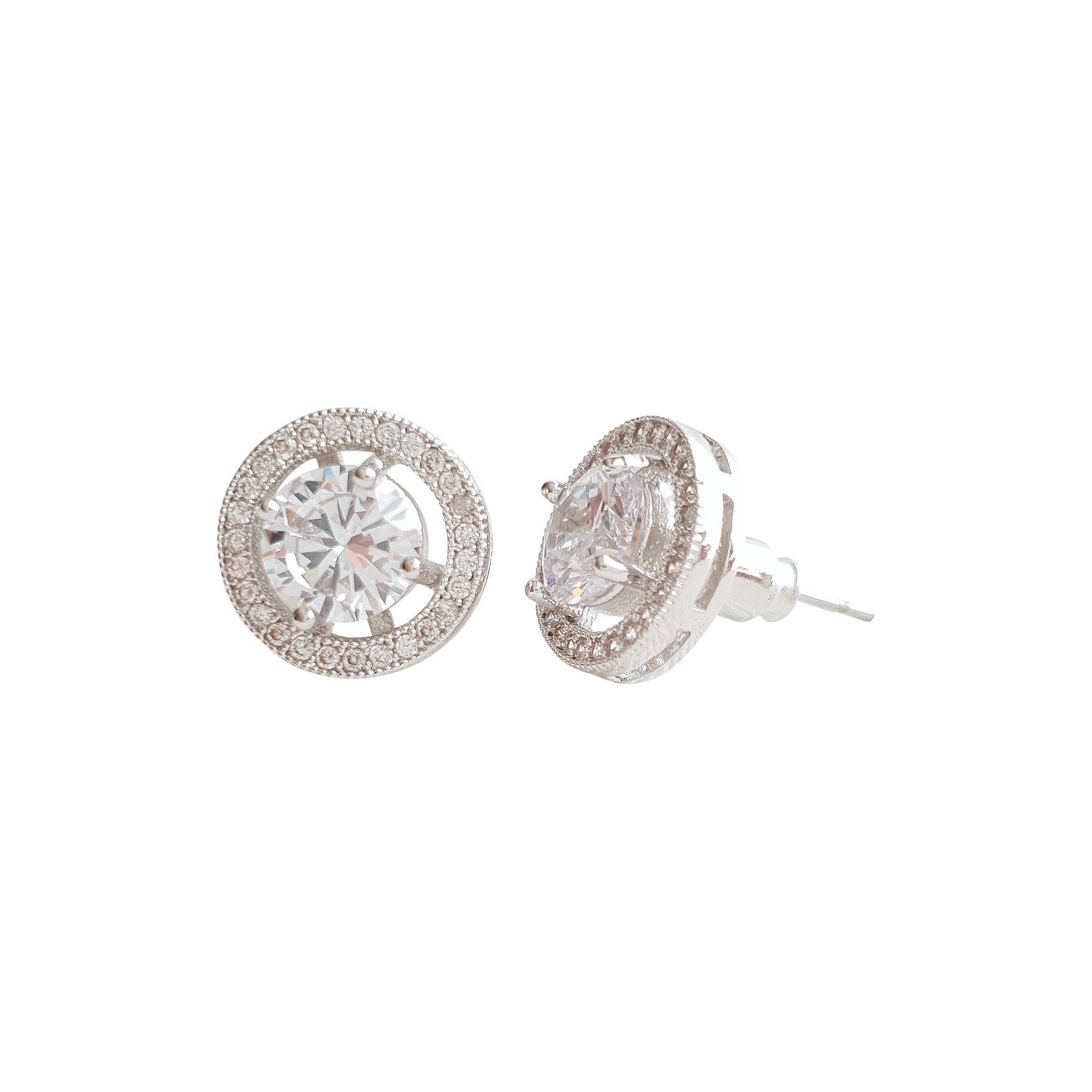 Round Stud Earrings Silver- Denise - PoetryDesigns