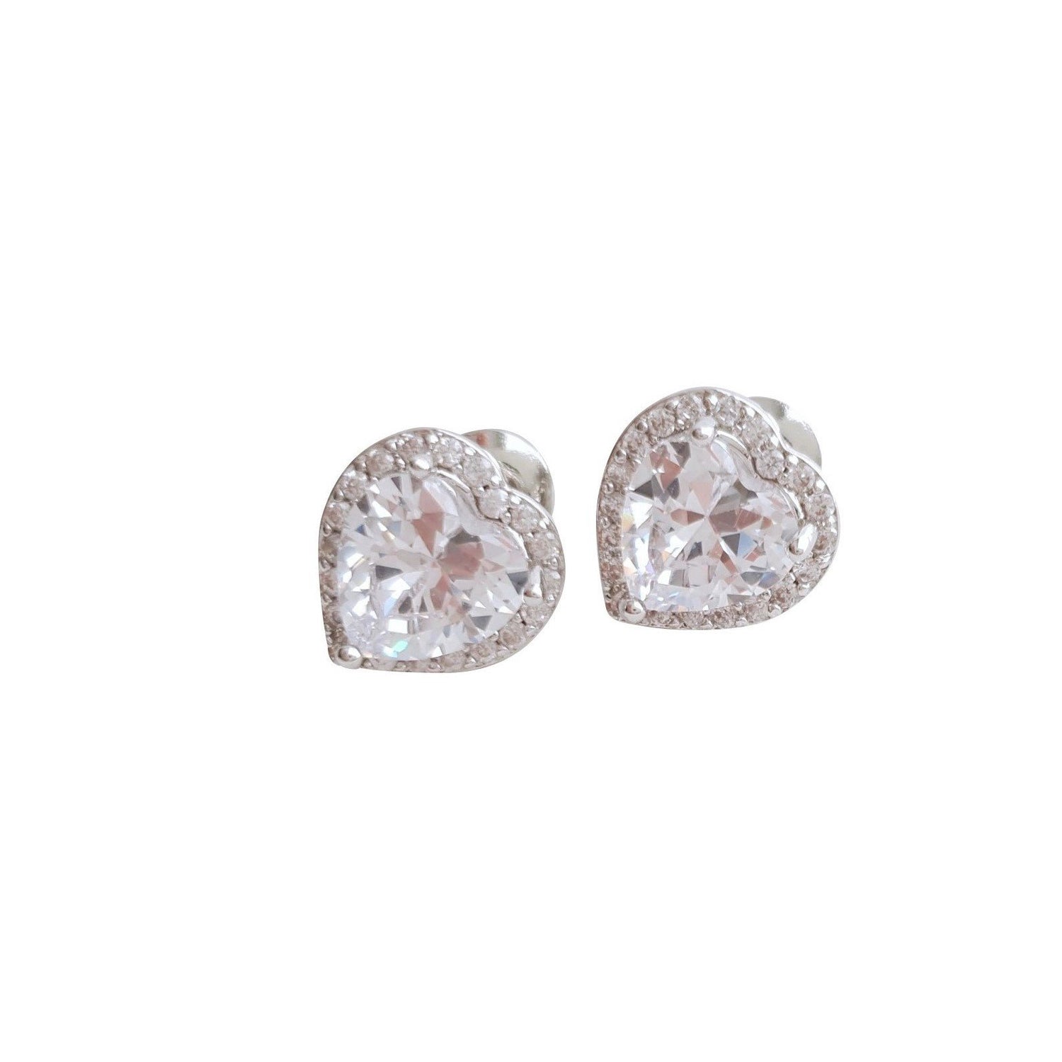 Cubic Zirconia Heart Earrings for Bridesmaids-Diana - PoetryDesigns