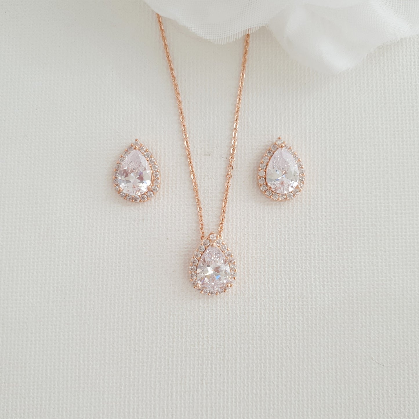 Simple Bridal Jewelry Set with Stud Earrings Necklace Bracelet-Emma