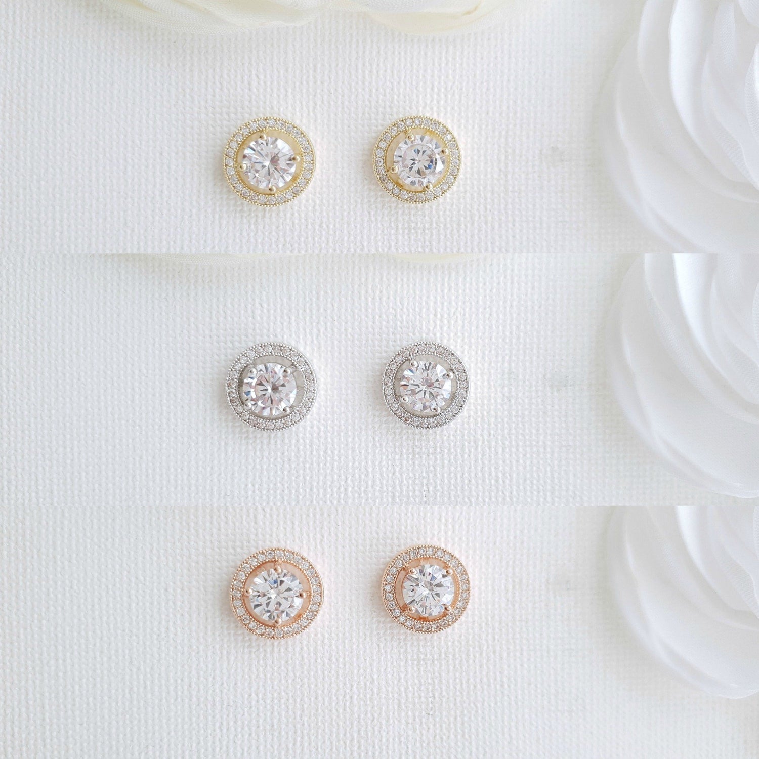 Silver Cubic Zirconia Wedding Jewelry Set-Denise - PoetryDesigns