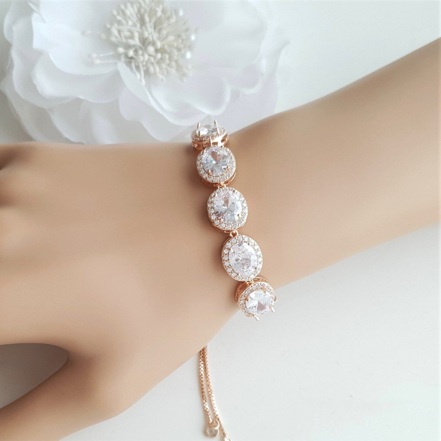 Silver and Crystal Bracelet for Weddings- Emily - PoetryDesigns