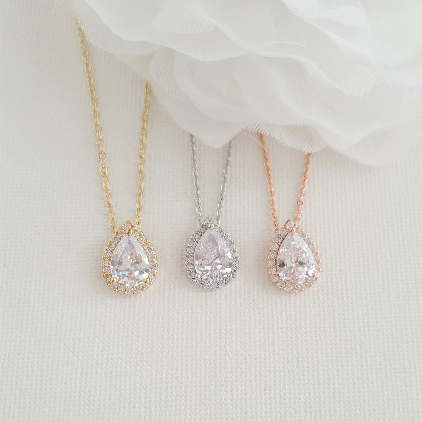 Brides and Bridesmaids Stud Earrings and Necklace Set-Emma