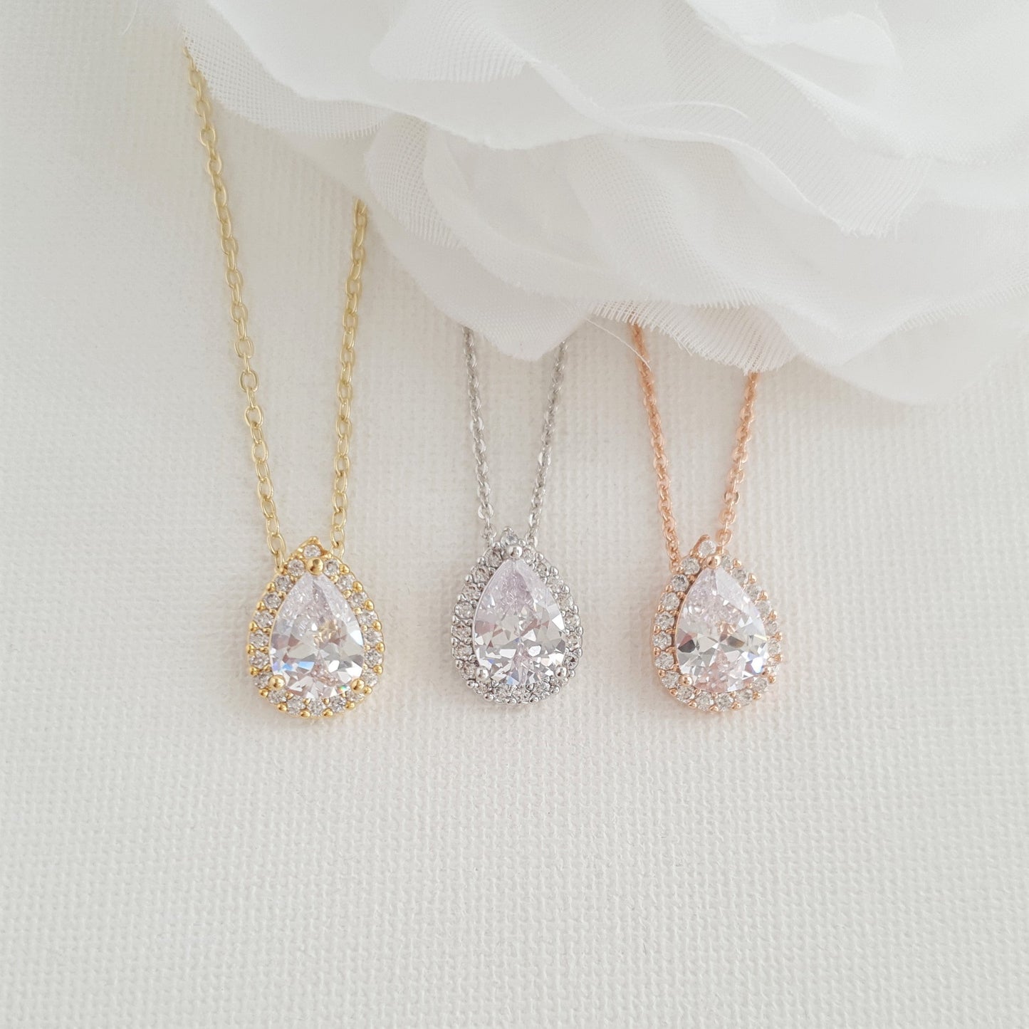 Gold Stud Earrings and Necklace for Bridesmaids-Emma