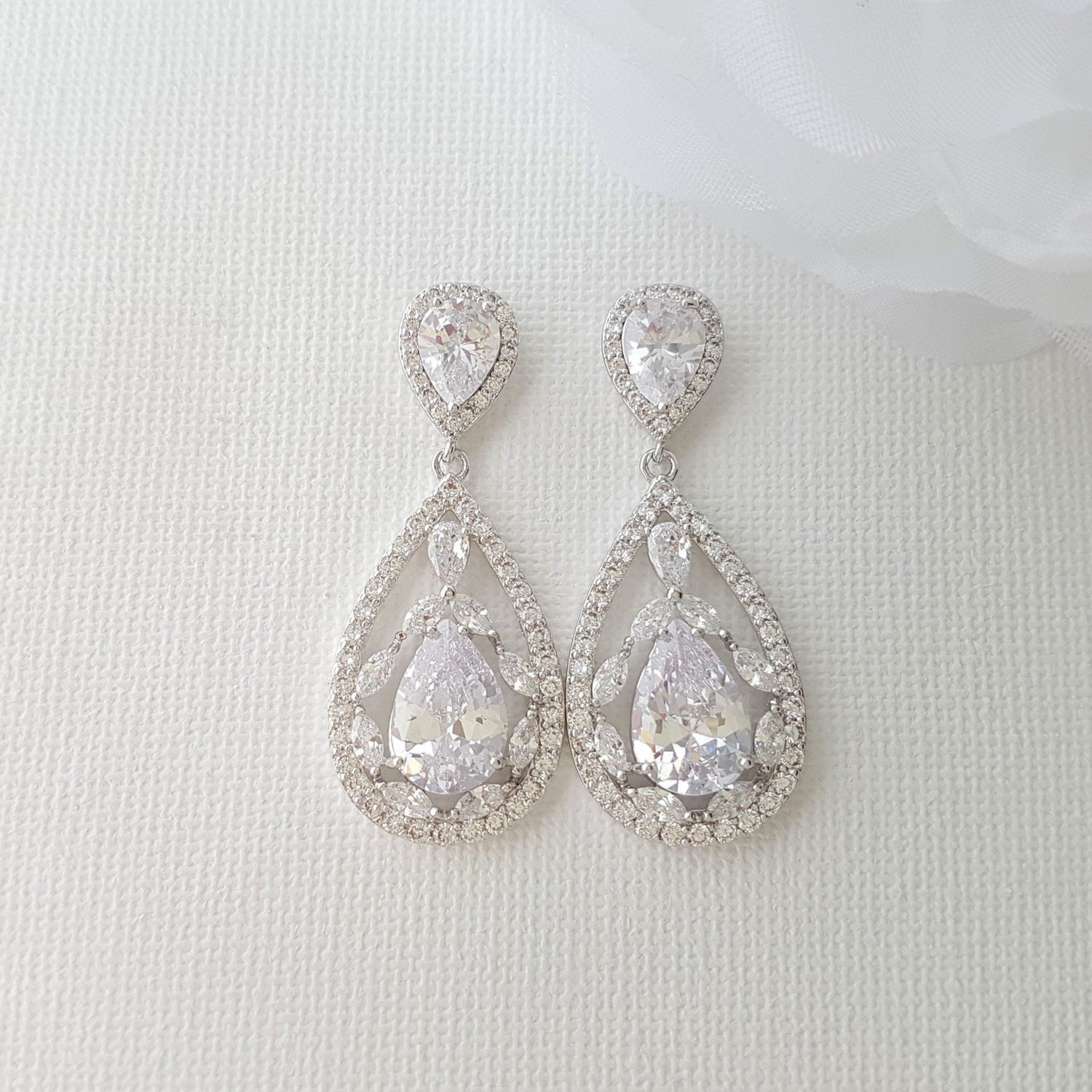 Bridal Drop Earrings-Esther - PoetryDesigns