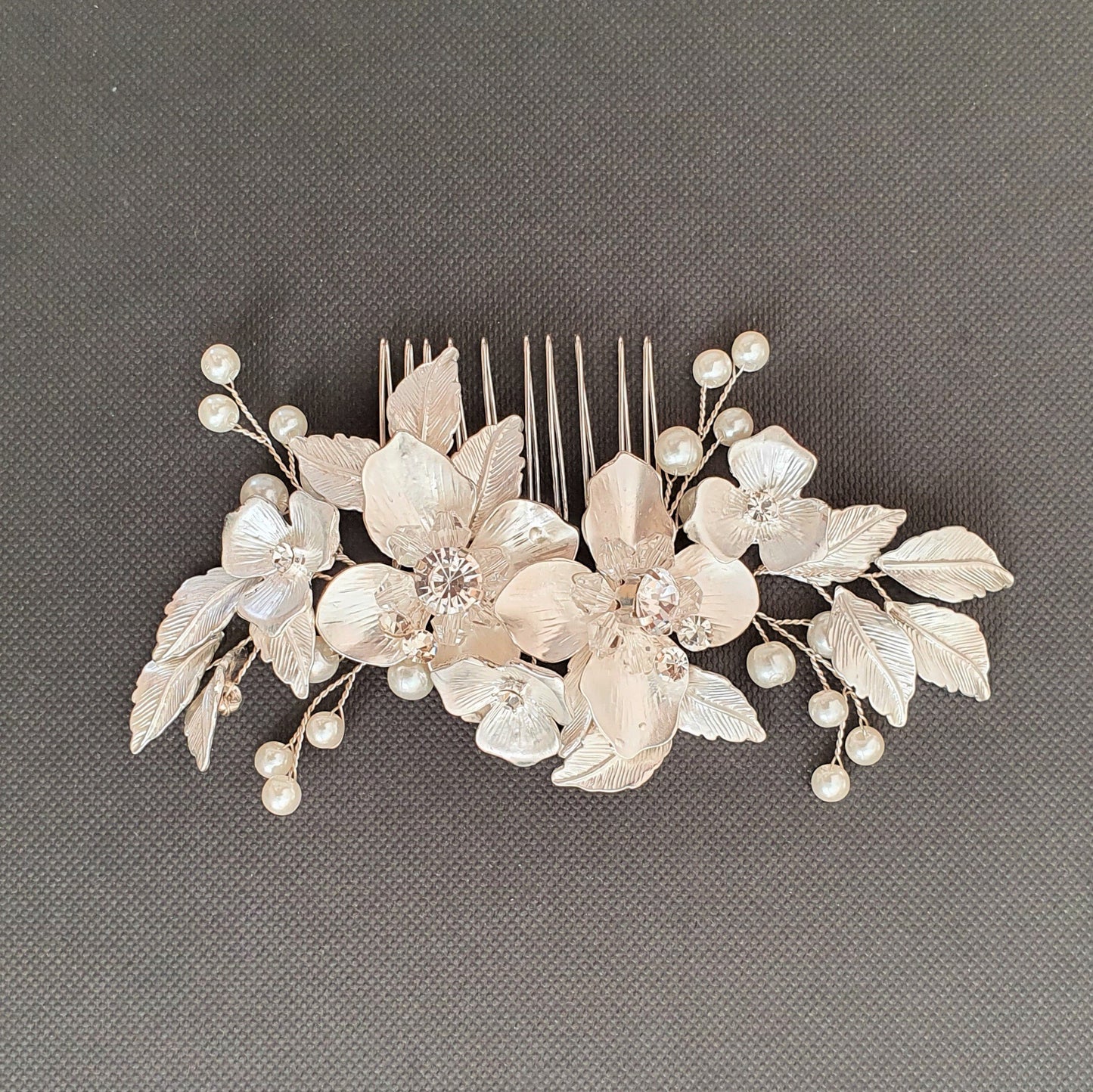 Silver Bridal Hair Comb- Azalea