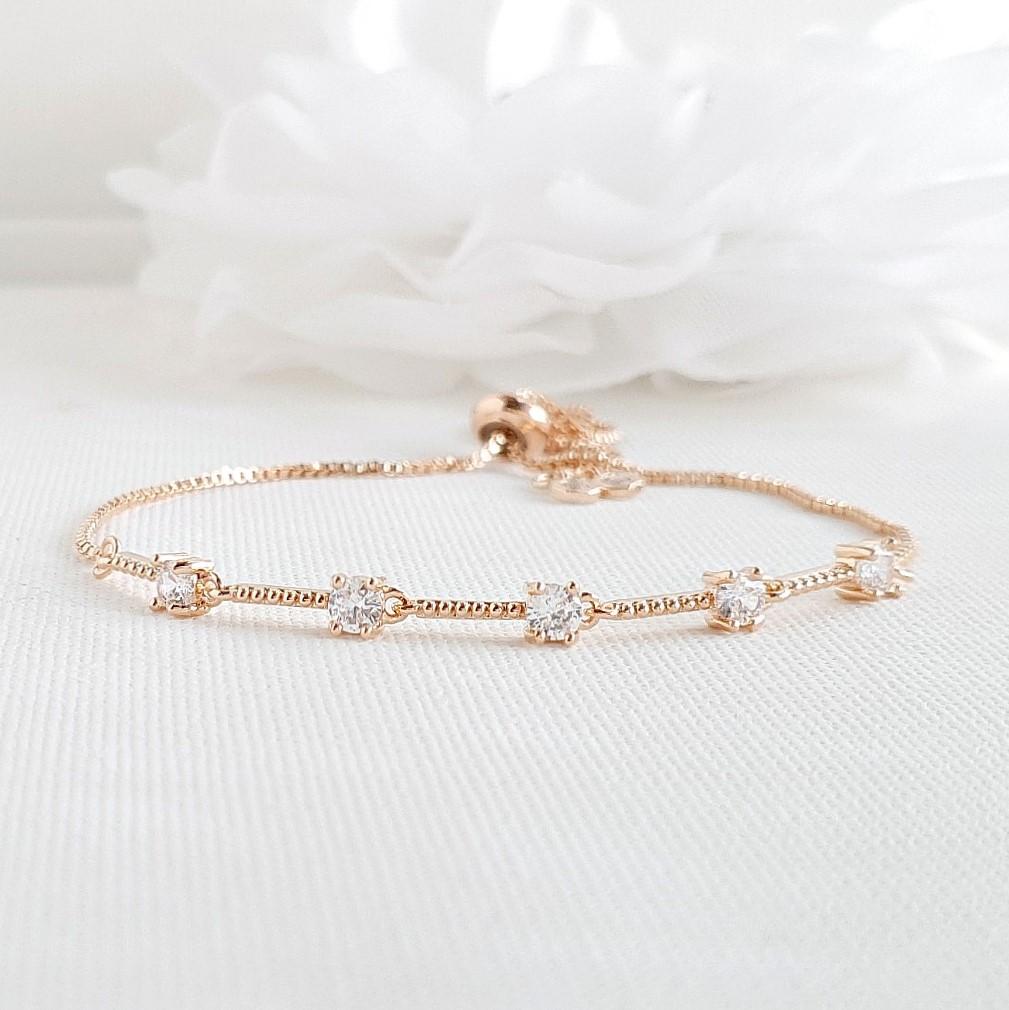 Pulsera de boda delicada en oro rosa para novias y damas de honor - Jengibre