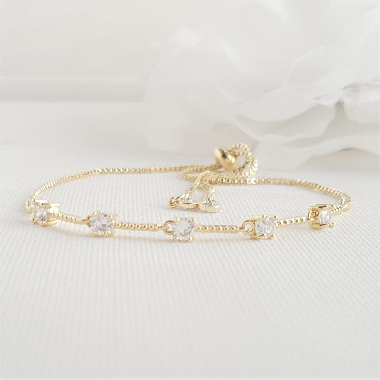 Pulsera de boda delicada en oro rosa para novias y damas de honor - Jengibre