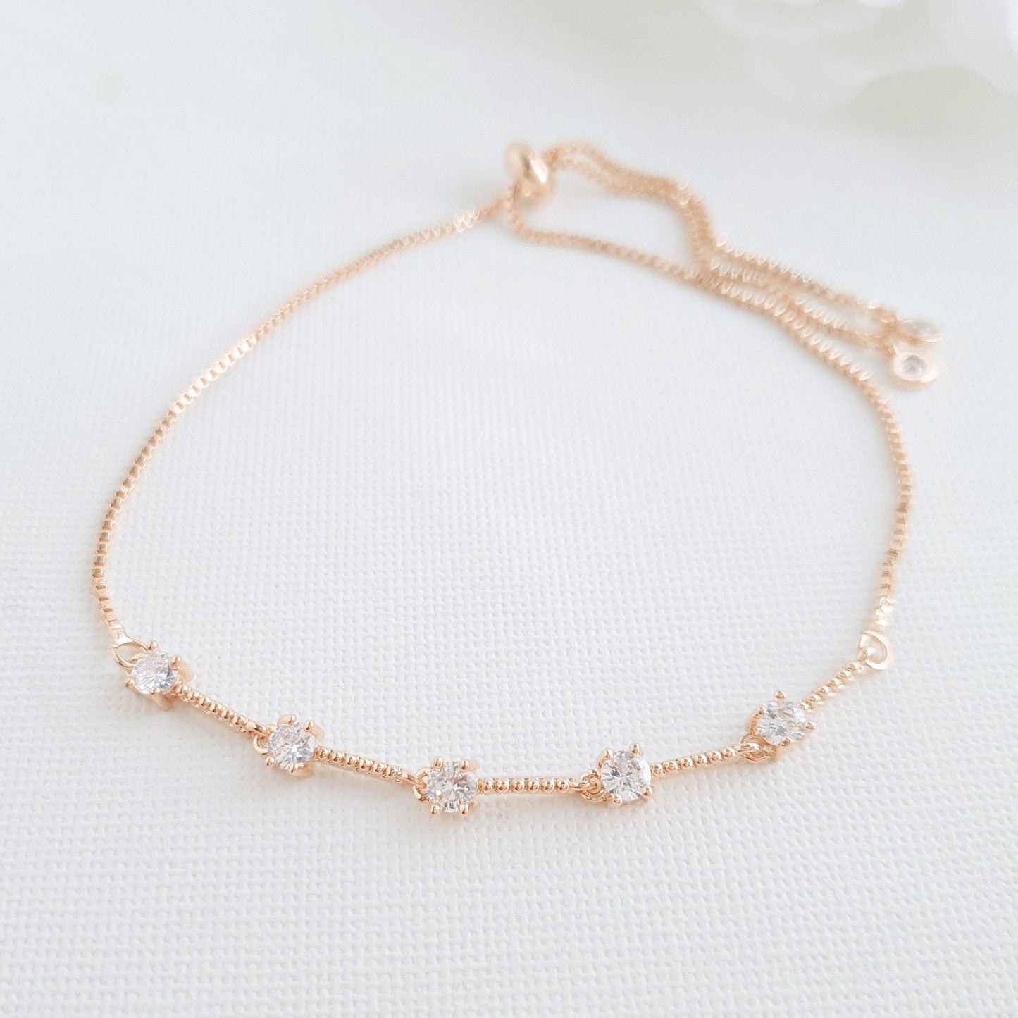 Delicate Wedding Bracelet in Rose Gold for Brides & Bridesmaids- Ginger - PoetryDesigns