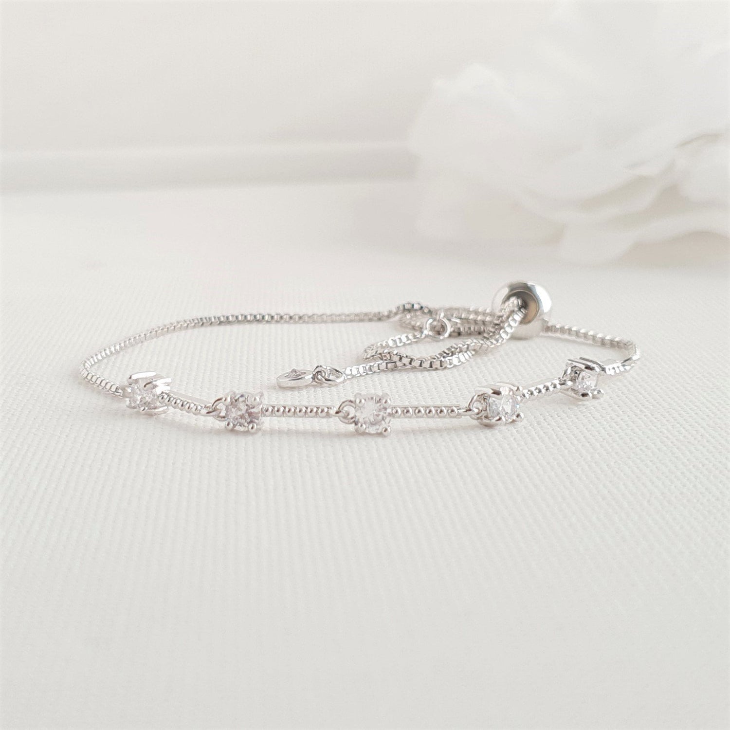 Delicate Silver Wedding Bracelets for Brides & Bridesmaids- Ginger - PoetryDesigns