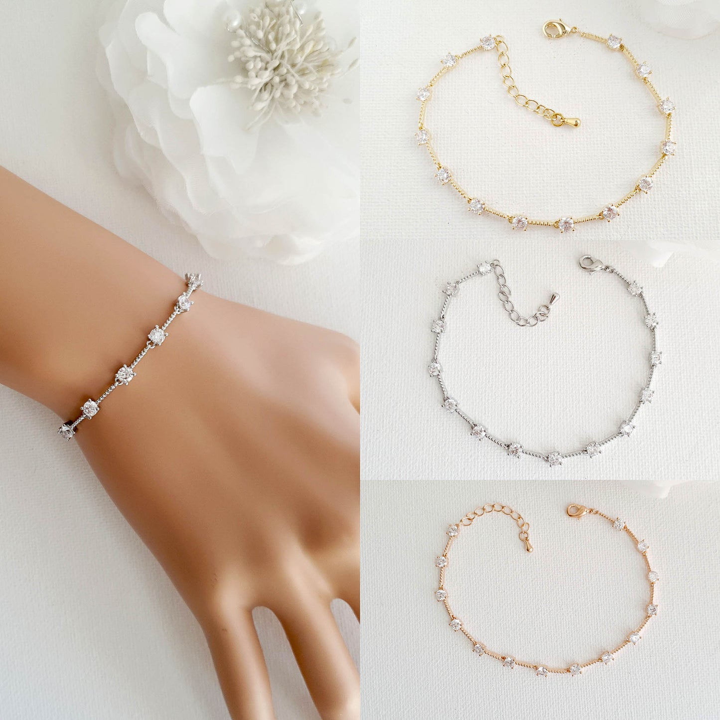 Bracelet minimaliste en argent pour mariées-Gingembre